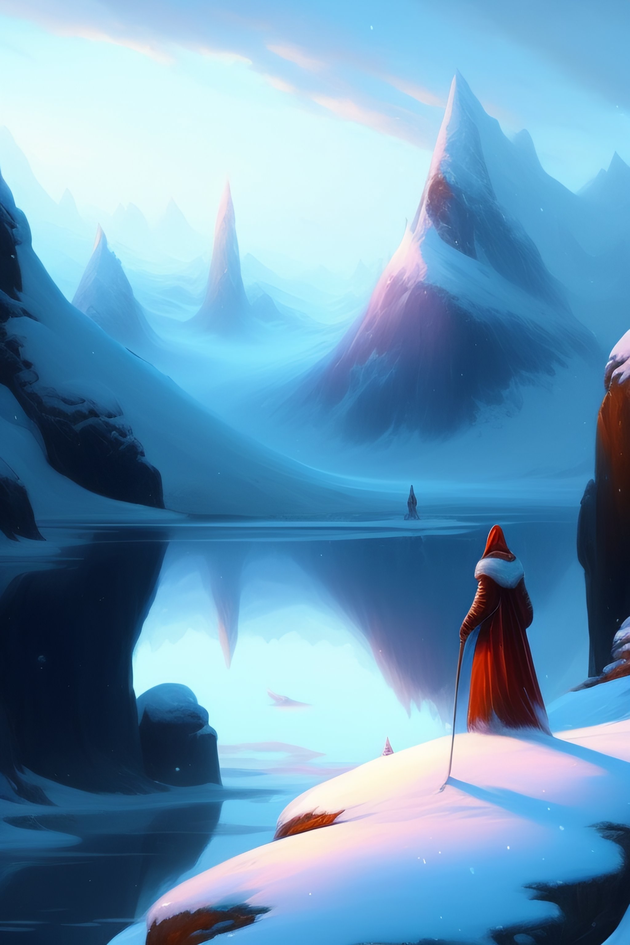 Lexica Winter frozen goddess detailed landscape painting of