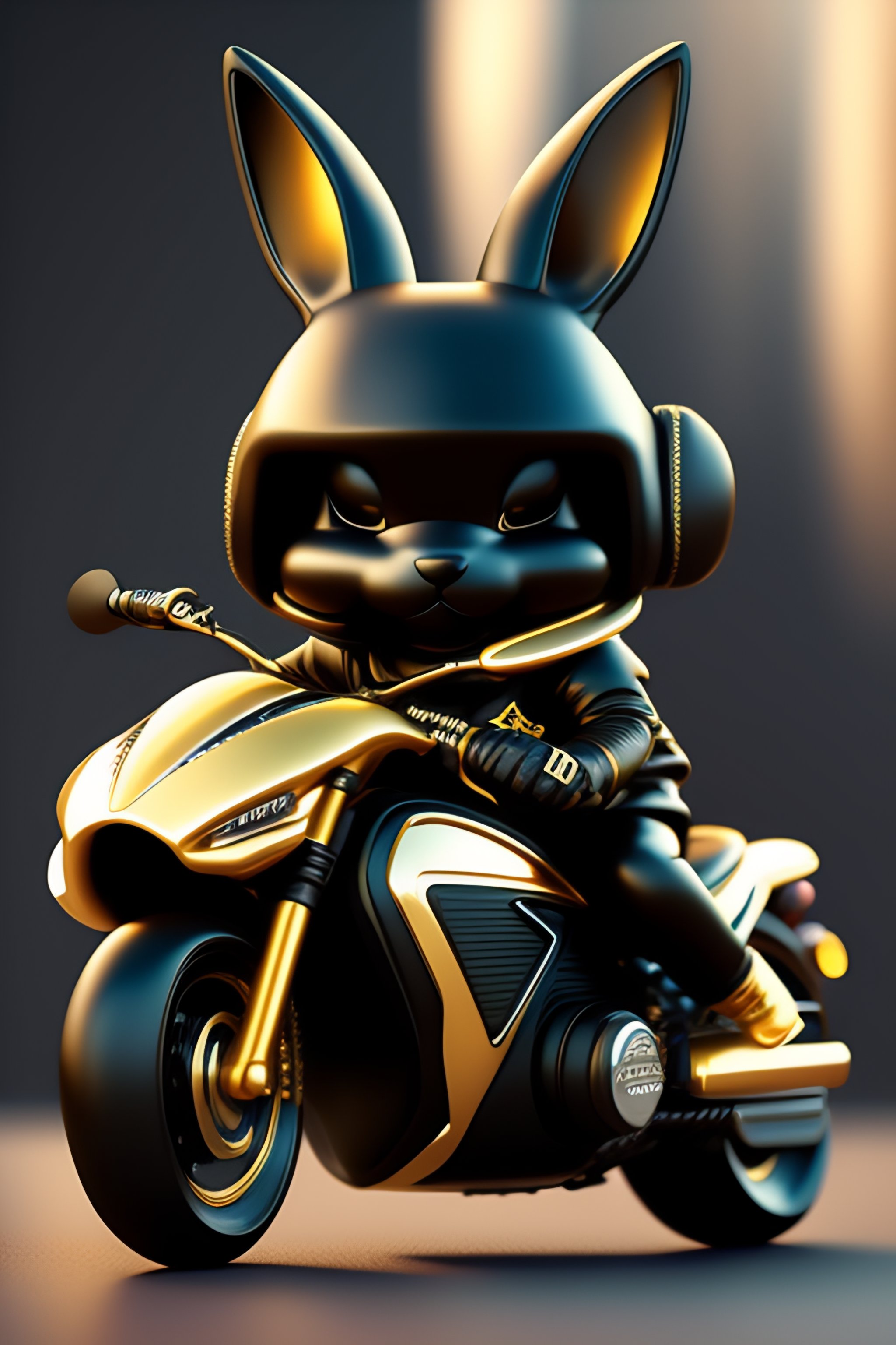 Lexica - Cartoon Black Humanoid Rabbit with large white eyes leather ...