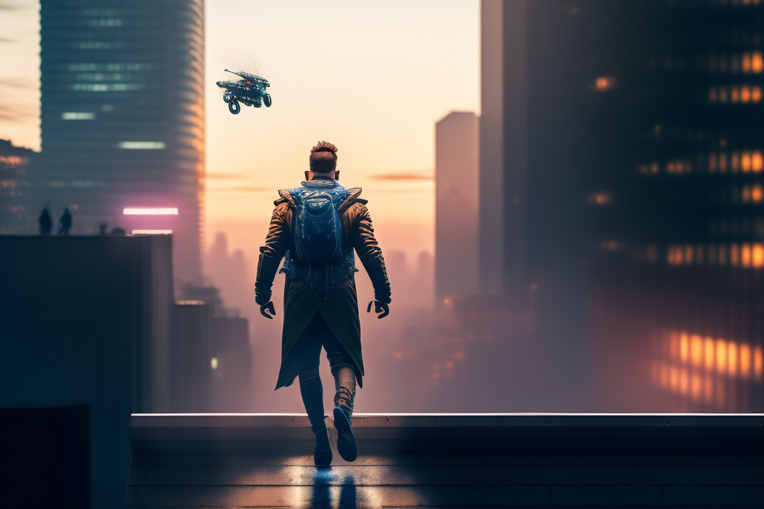 Jump Guy & City Art Wallpapers - Cyberpunk City Wallpapers 4k