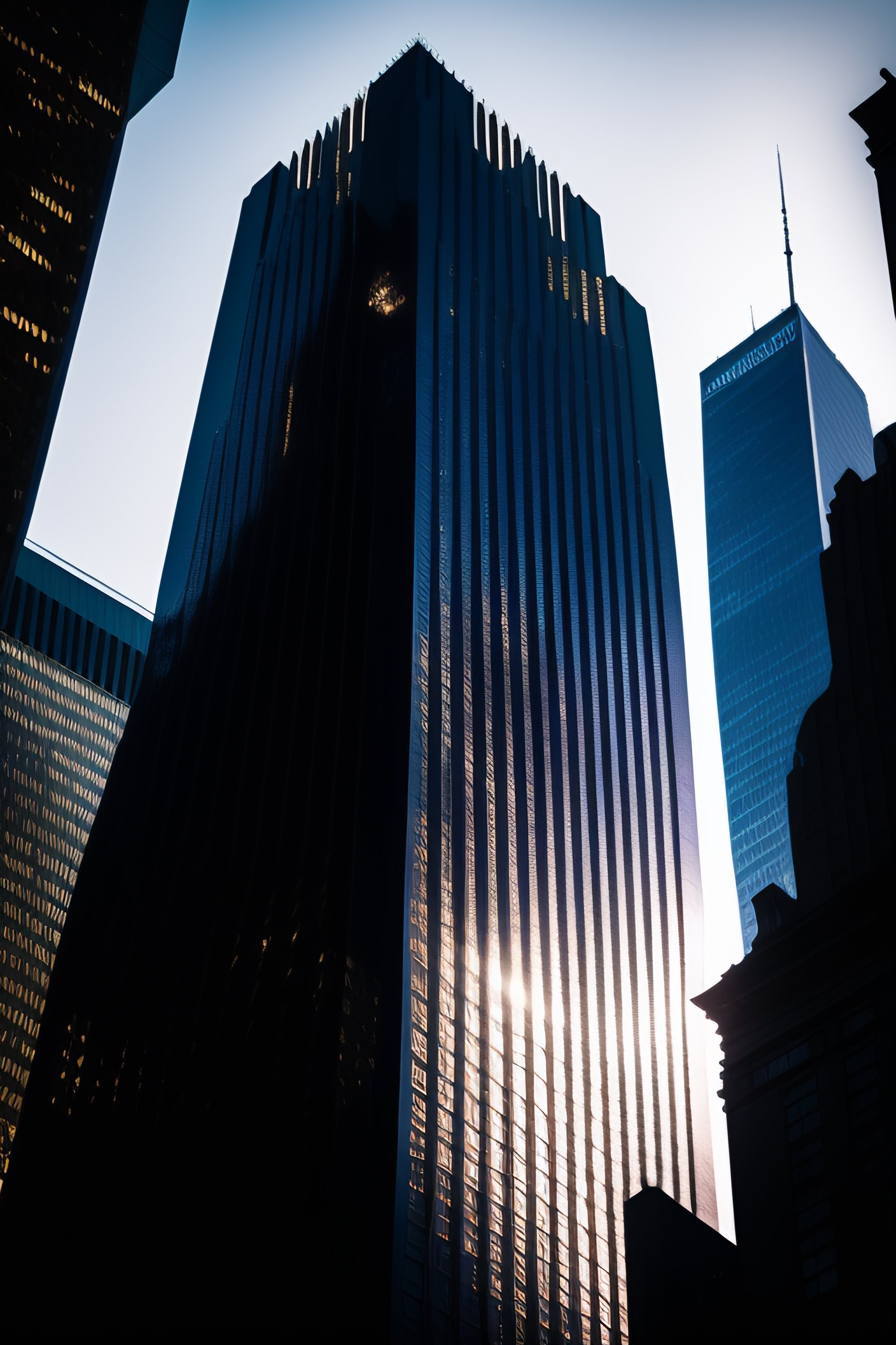 Lexica Tall Building Wide Angle Gotham Dark New York From The Bottom