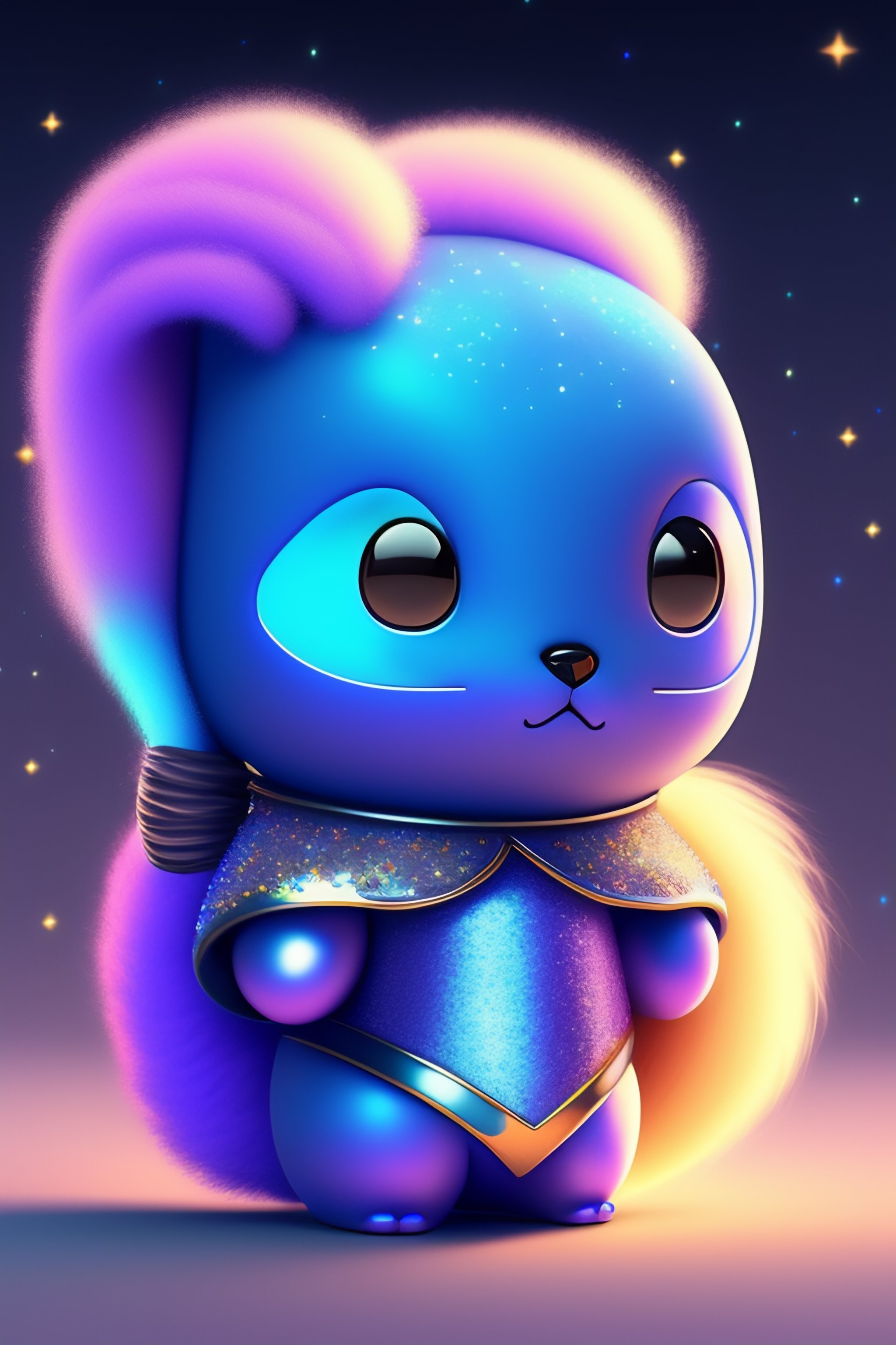 Lexica - CUTE AND ADORABLE CARTOON FLUFFY BLUE NINJA, SPACE 