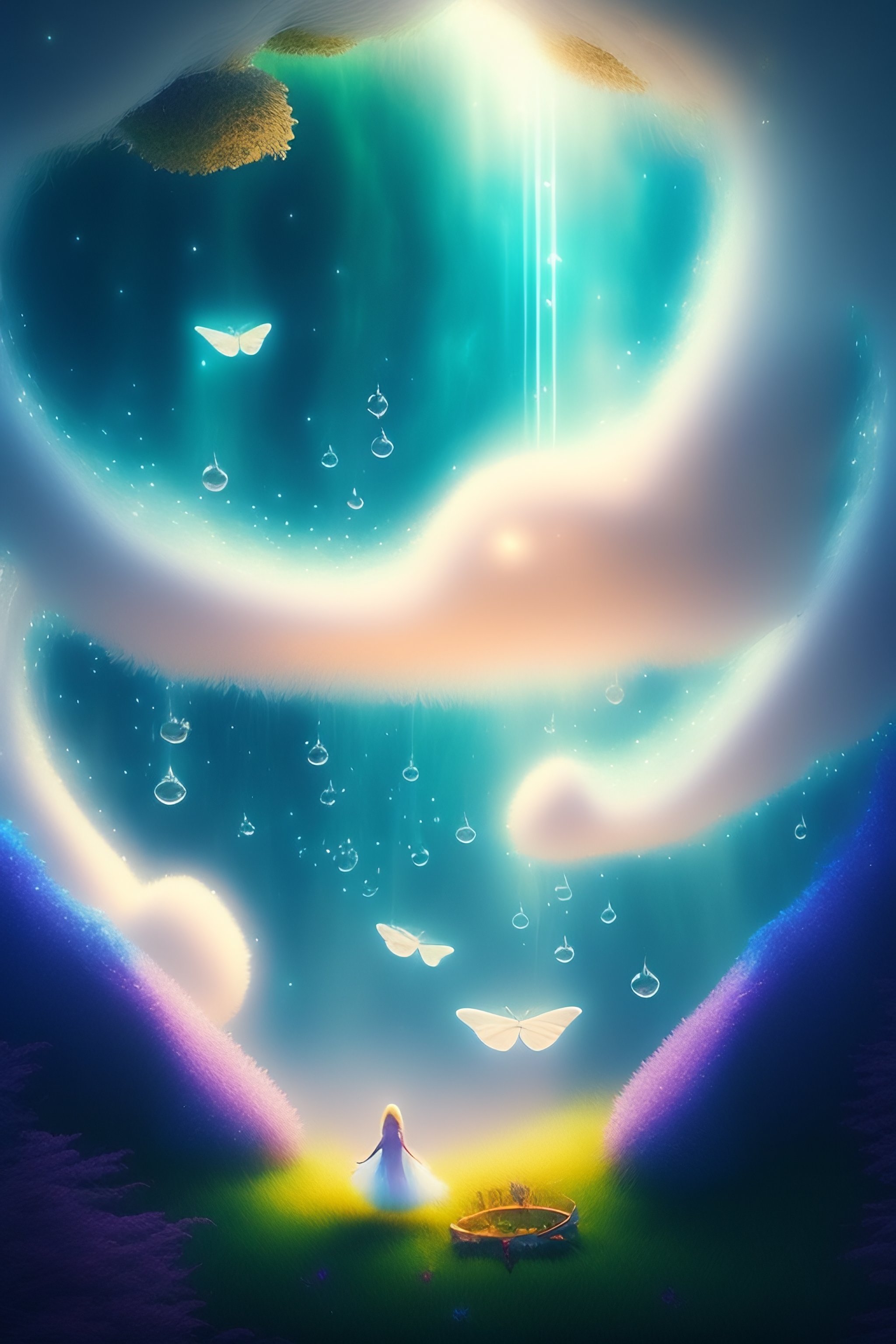 Lexica - Imagine a beautiful, serene scene in which a group of fairies ...