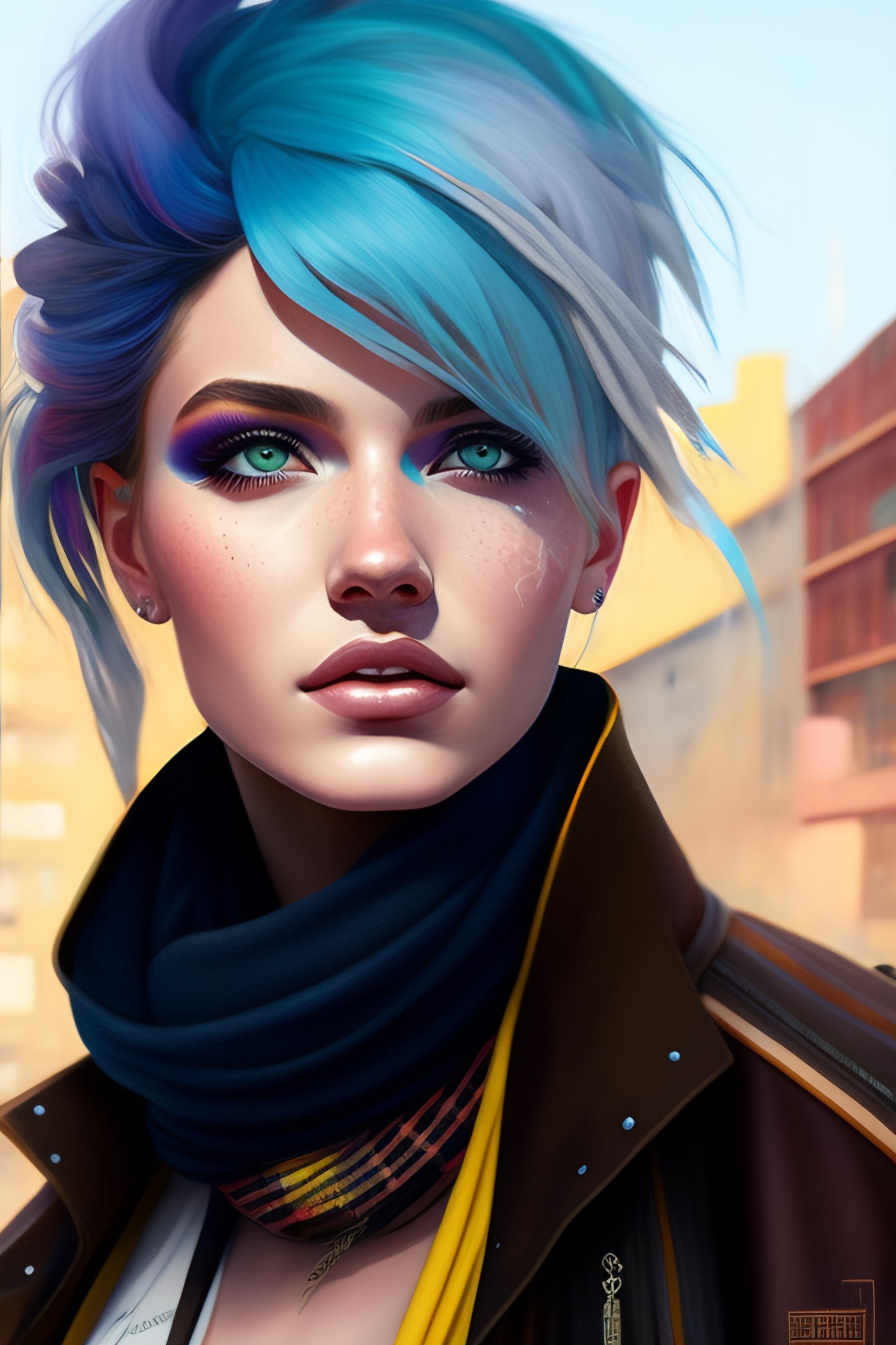 Lexica - Highly detailed portrait of a sewer emo punk woman student ...