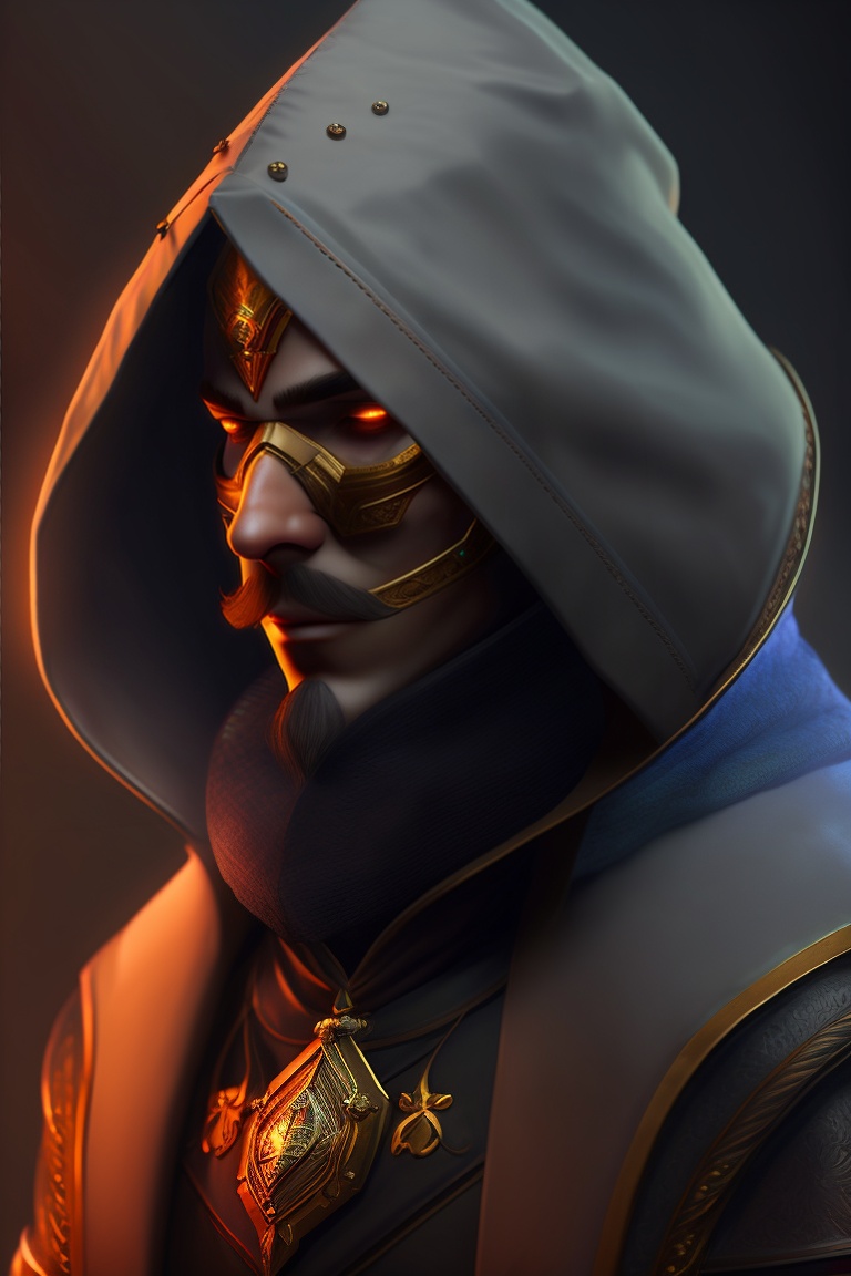 Lexica - Male character, hooded, wizard, alchemist, mask, antique, mystery