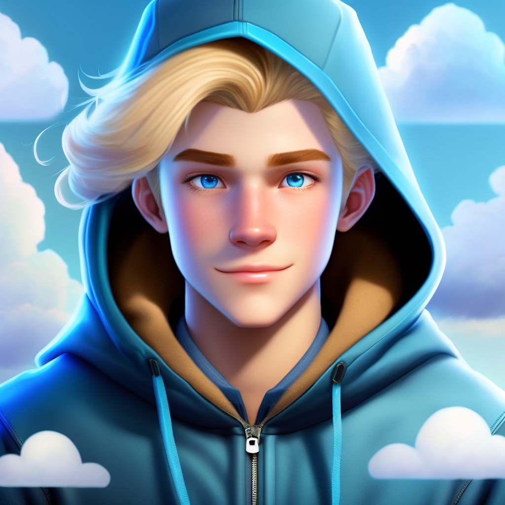Lexica - A cartoon character, a 19-year-old boy with blonde hair and ...
