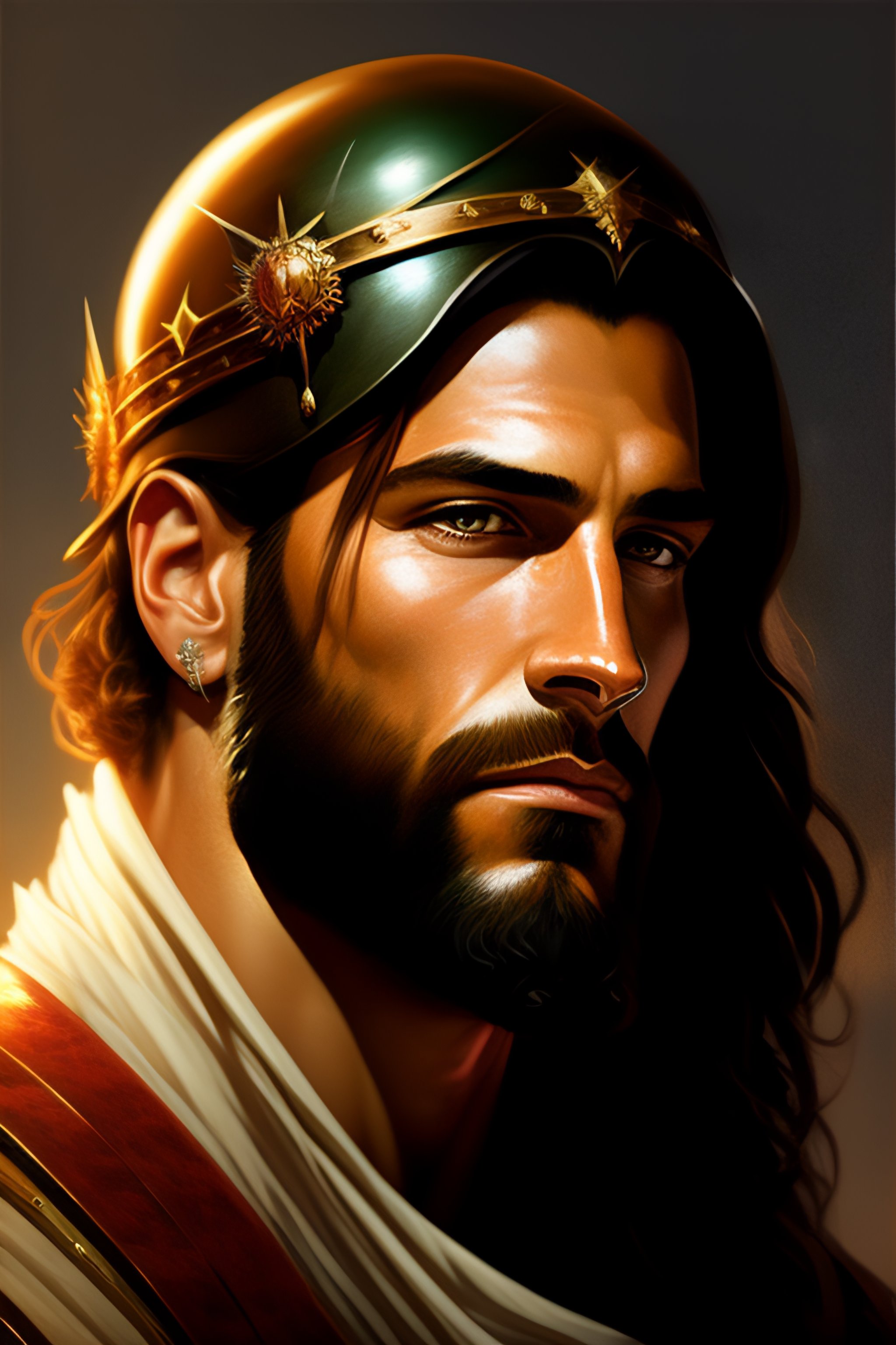 Lexica - Portrait of Jesus Christ with a crown of thorns as World ...