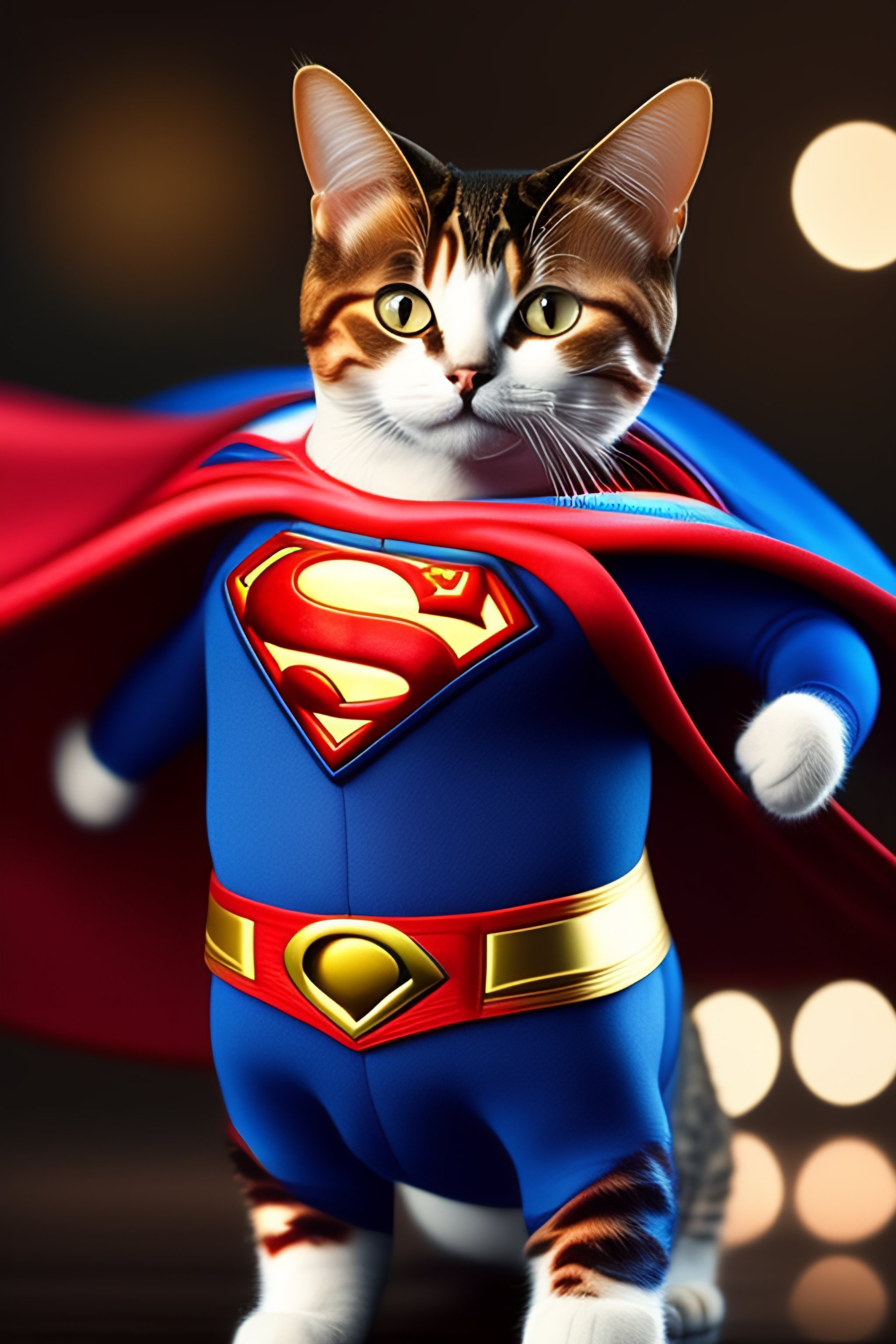 Lexica - Cat wearing superman costume