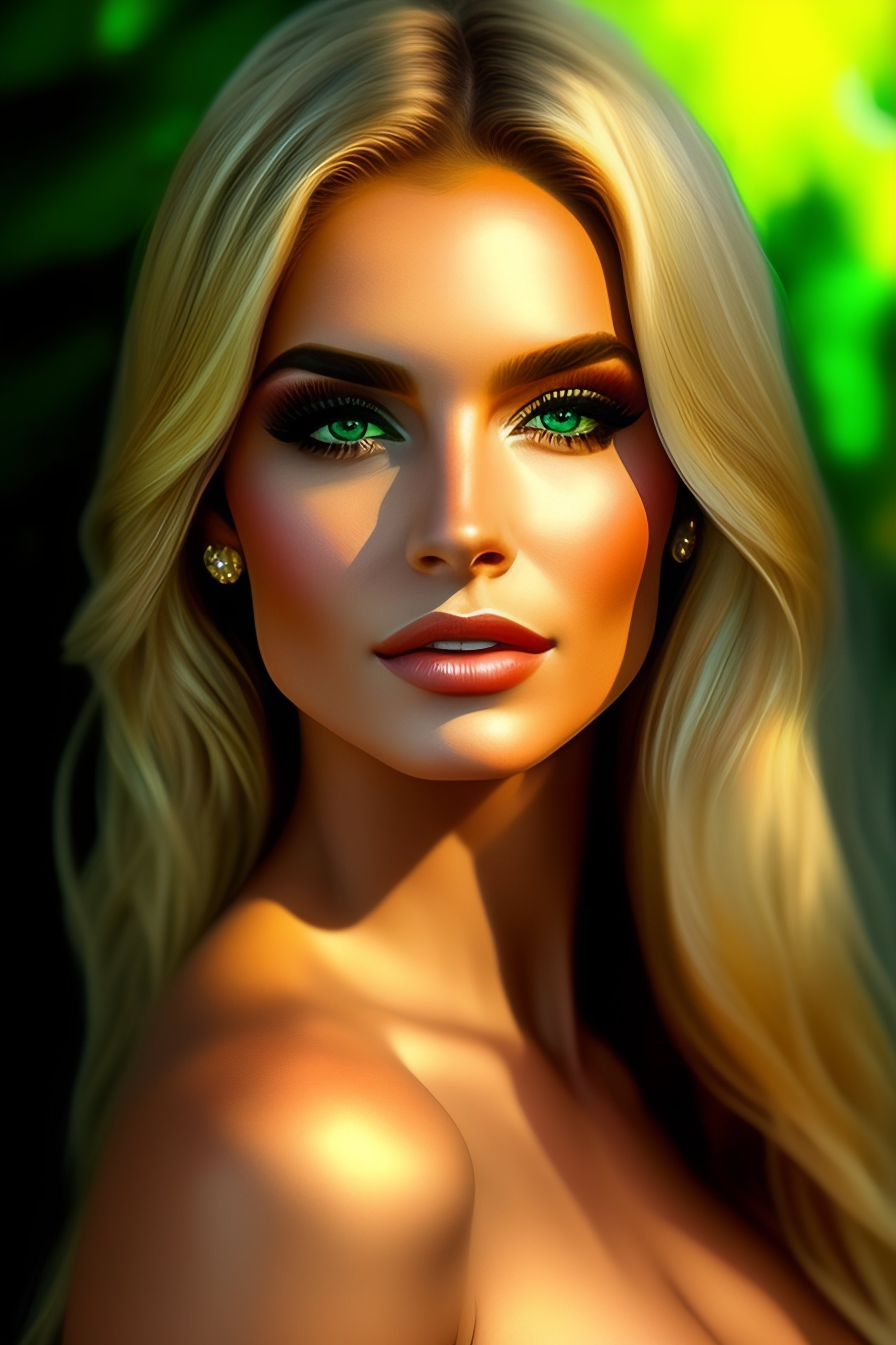 Lexica - Mujer hermosa joven rubia ojos verdes colores intensos estilo  realista