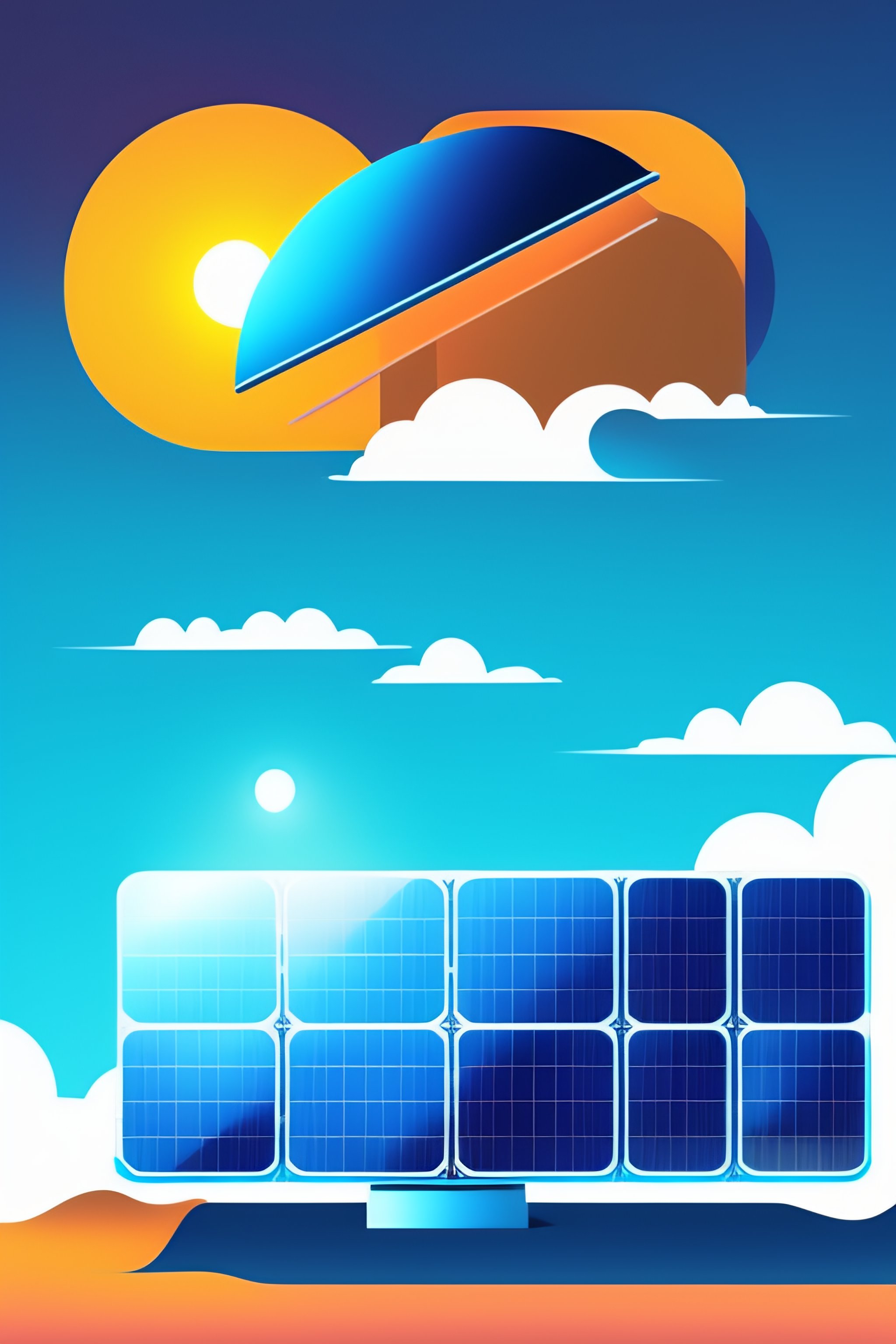 Lexica - Vector blue flat Illustration with solar panel,in isomtric style
