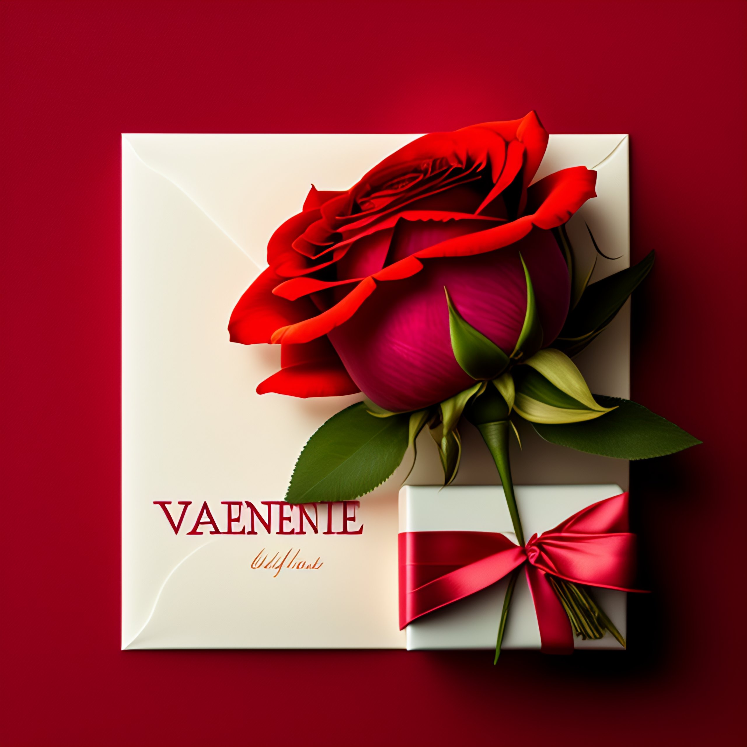 Lexica - Valentines day card with gift box and rose flowers