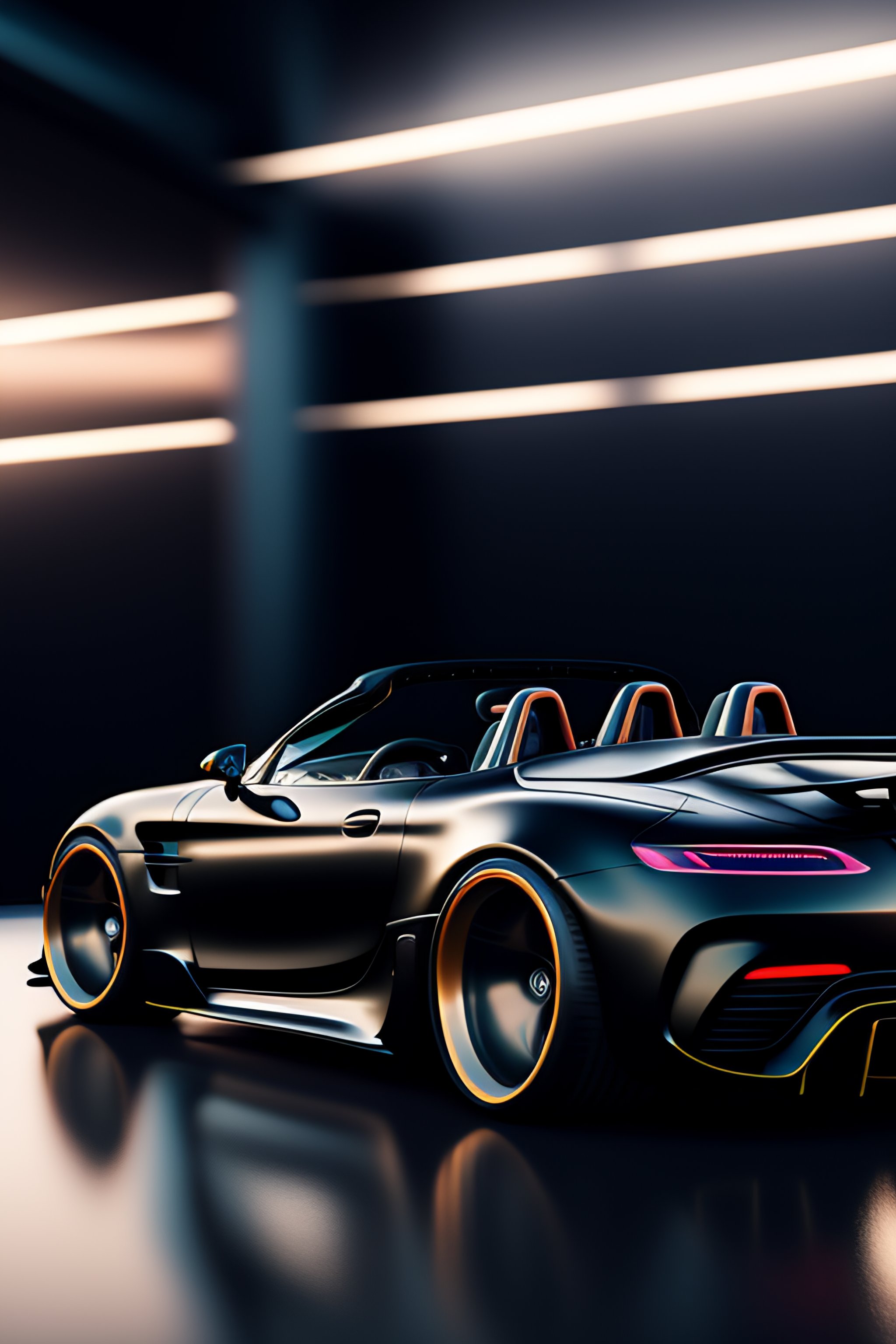 Lexica - Black teal futuristic wide body huge tires mercedes amg spider ...