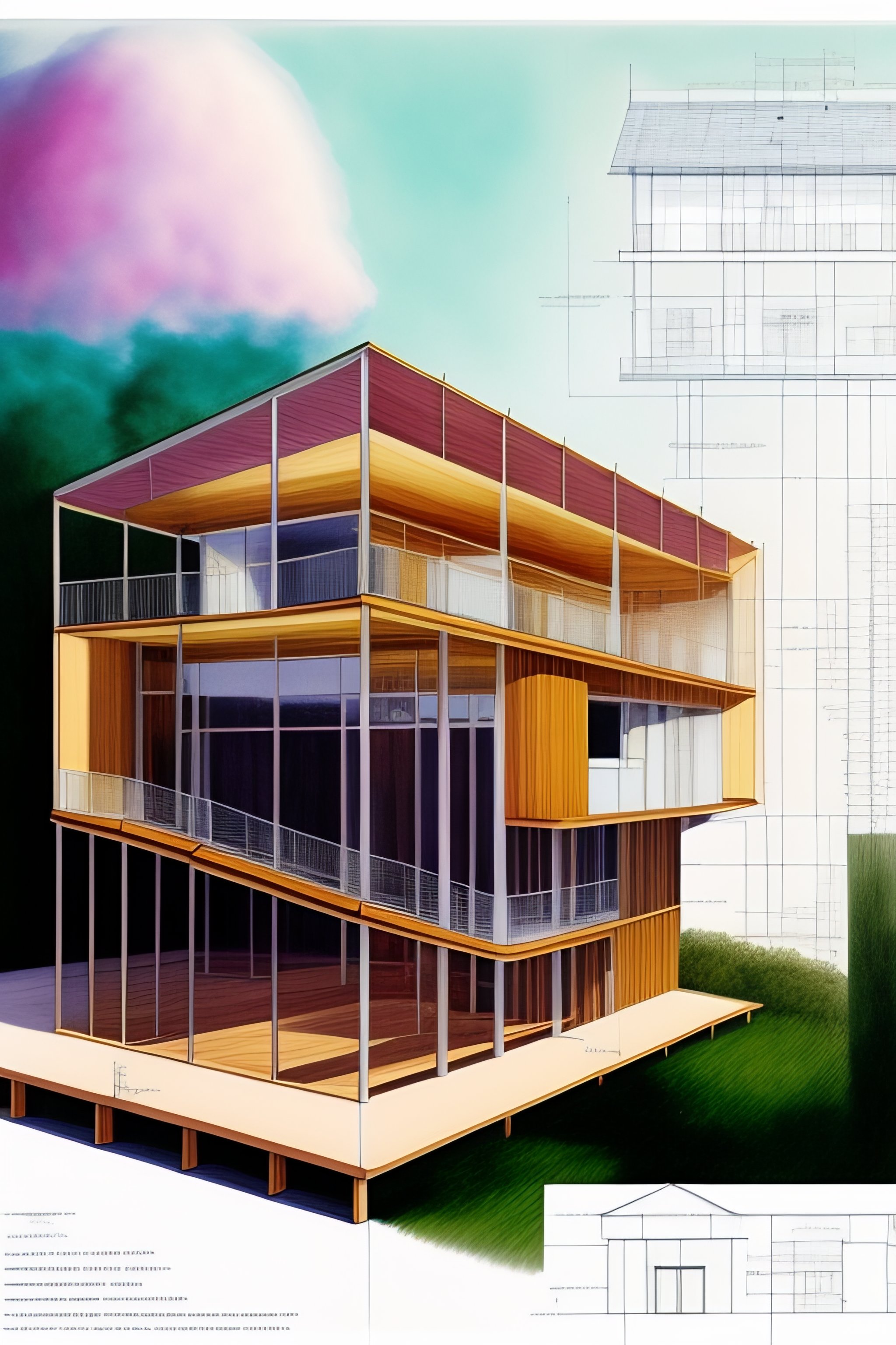 Lexica - Architecture drawing of a house made of cotton candy, renzo ...