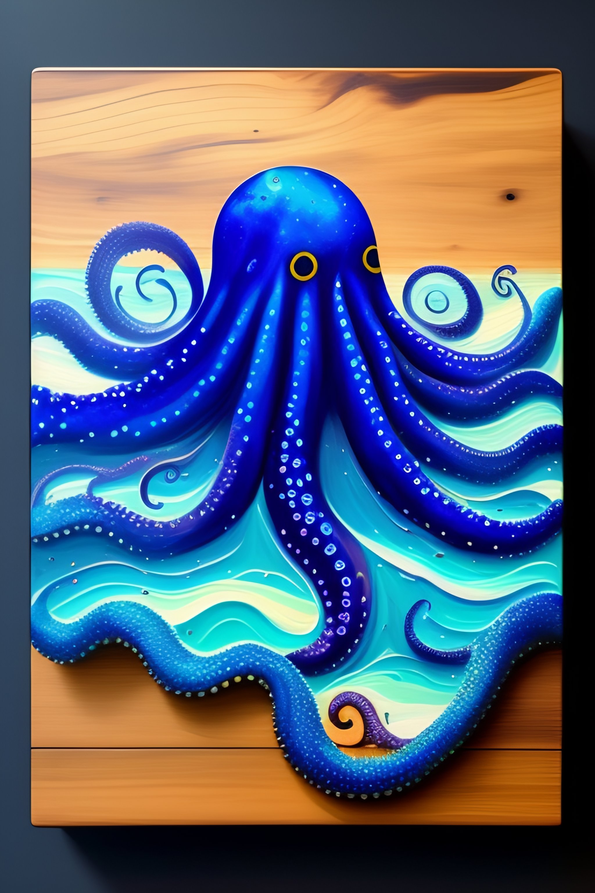Lexica - Realistic octopus painted with splatter paint on textured wood