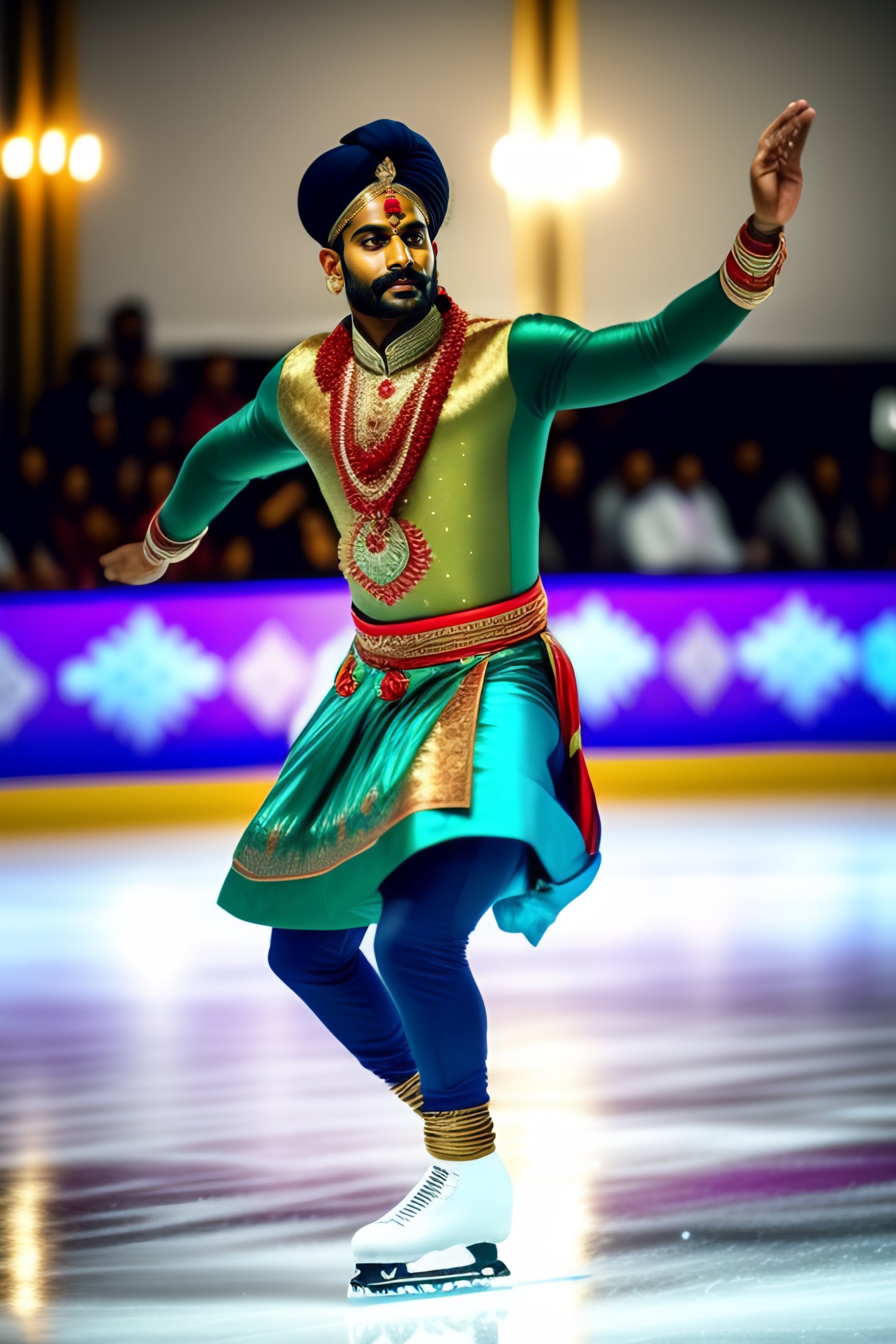 Lexica Indian Hindu Punjabi male wearing traditional dress skating in