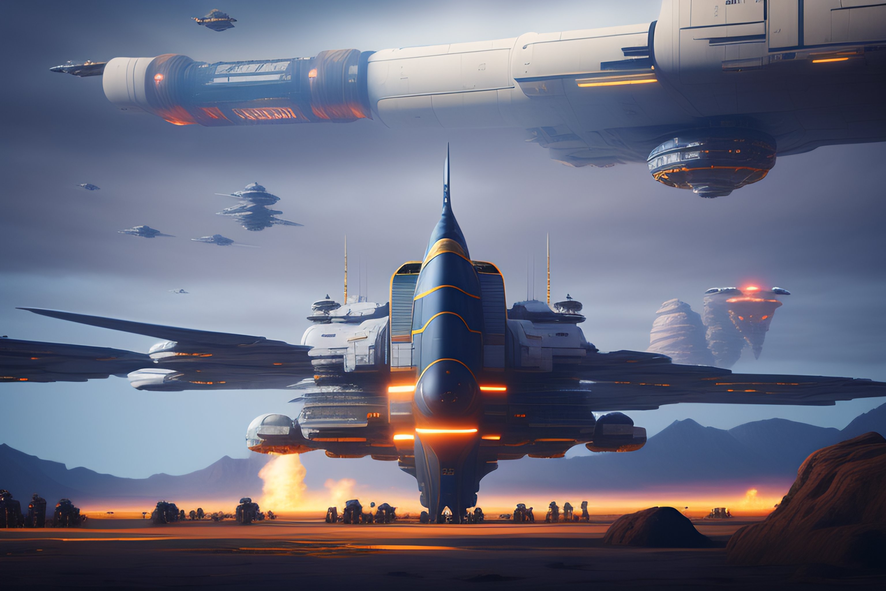 Lexica - Giant scifi space rocket, fired from launch platform, exhaust ...