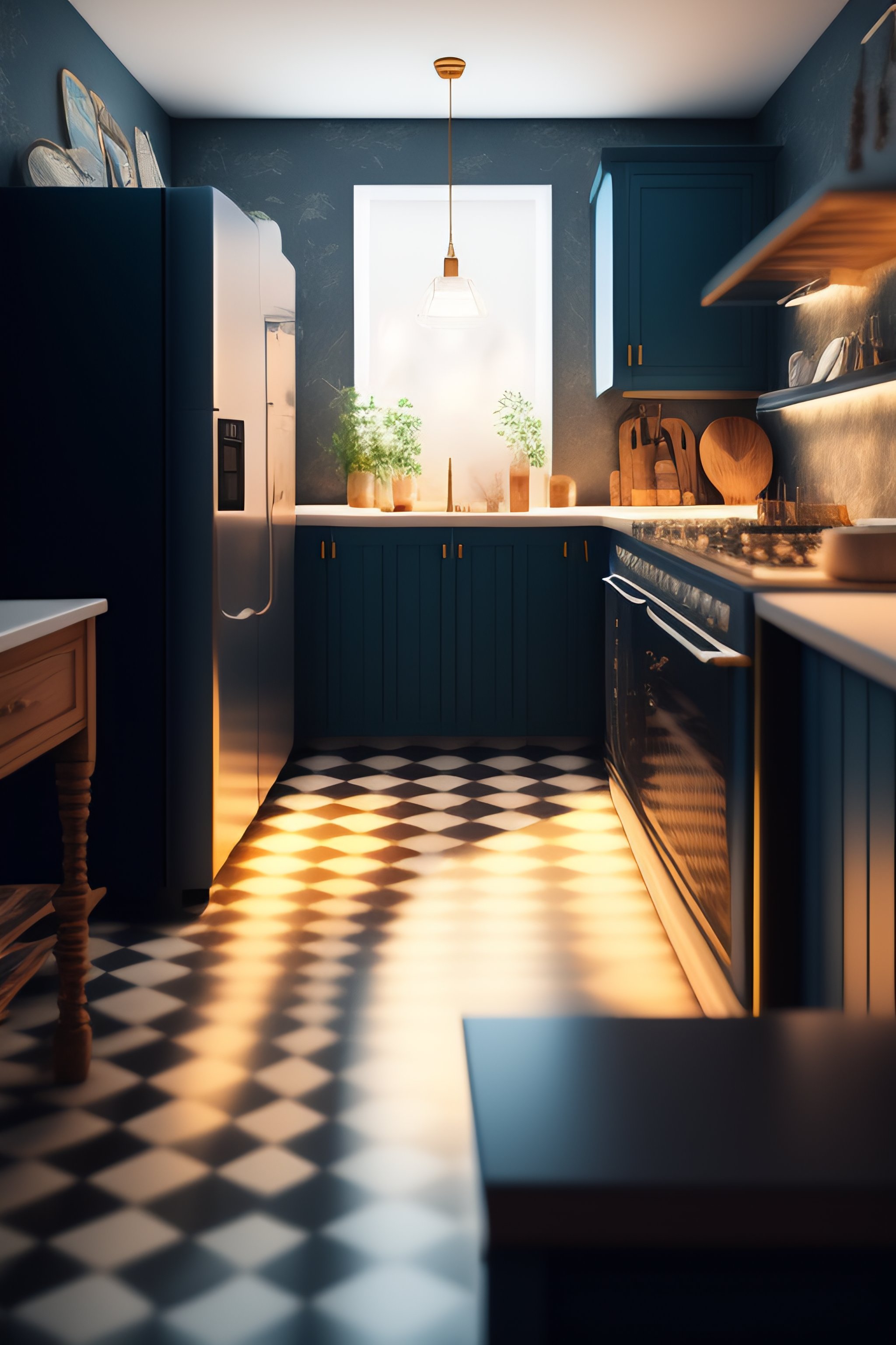 Lexica - An of interior of a kitchen at night, rotoscoped, rotoscope ...