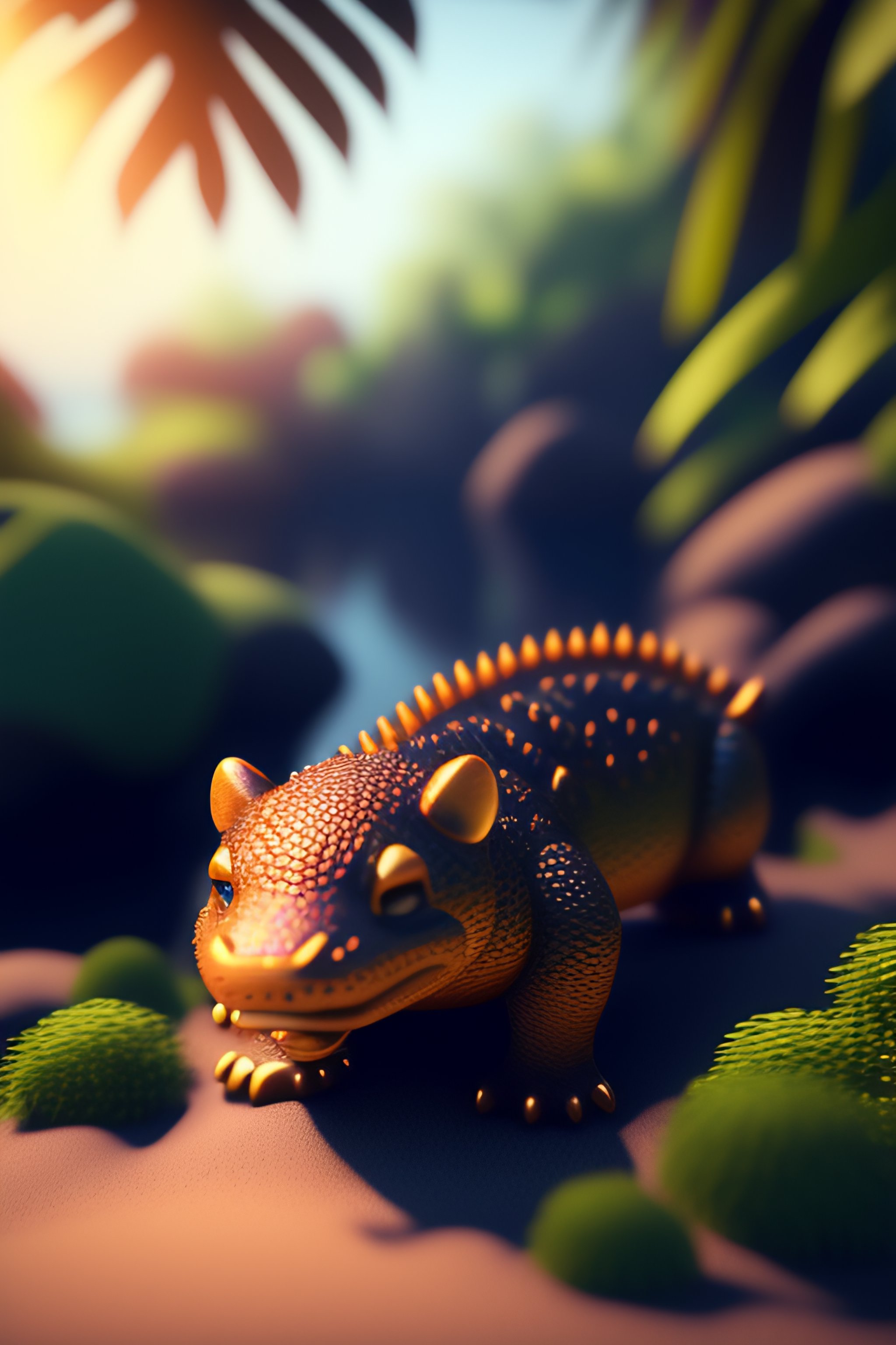 Lexica - A 3d render of a tiny kawaii fur crocodile monster chimera in ...