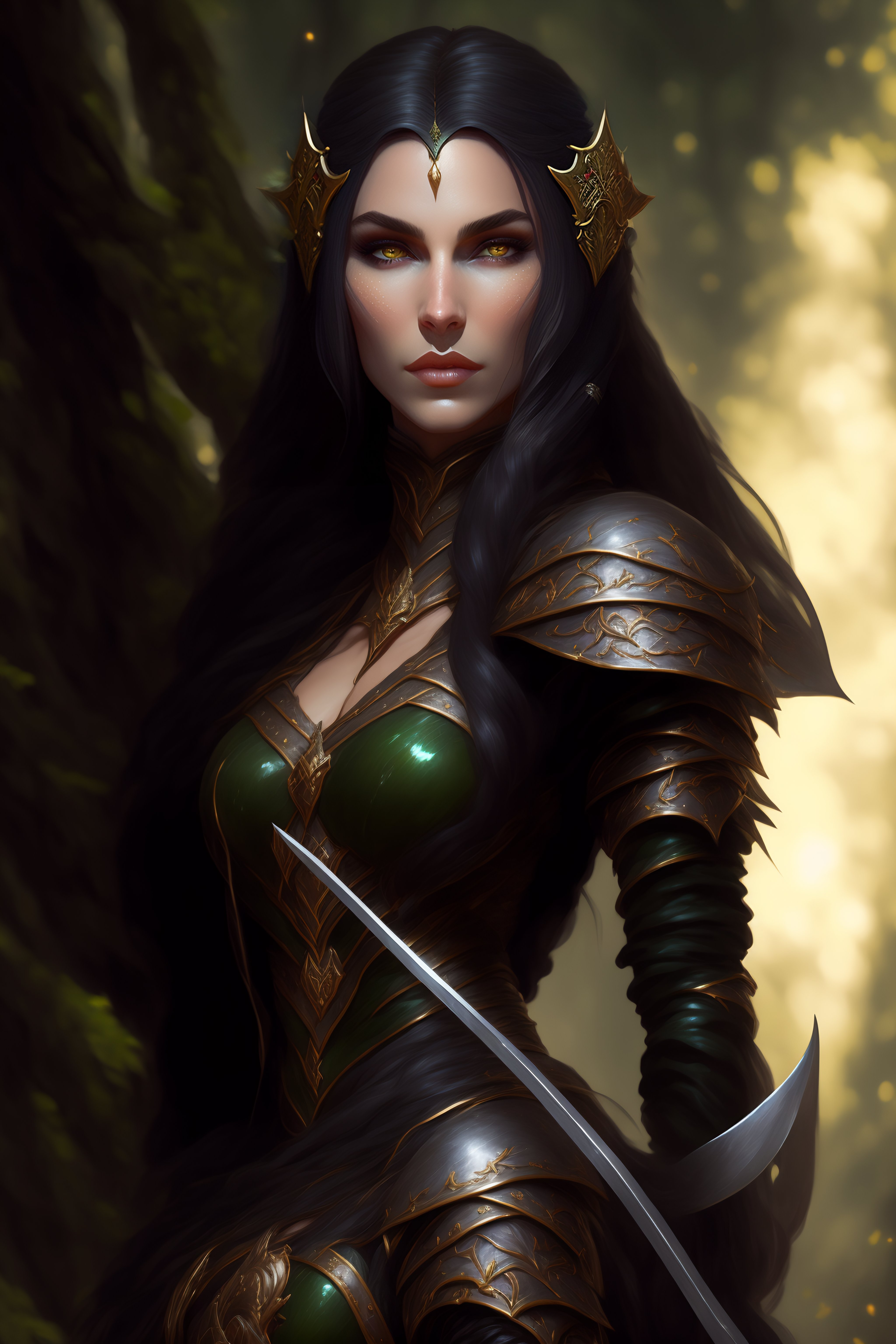 Lexica - Rogue, elf female, black clothes, rapier in hand, full body ...