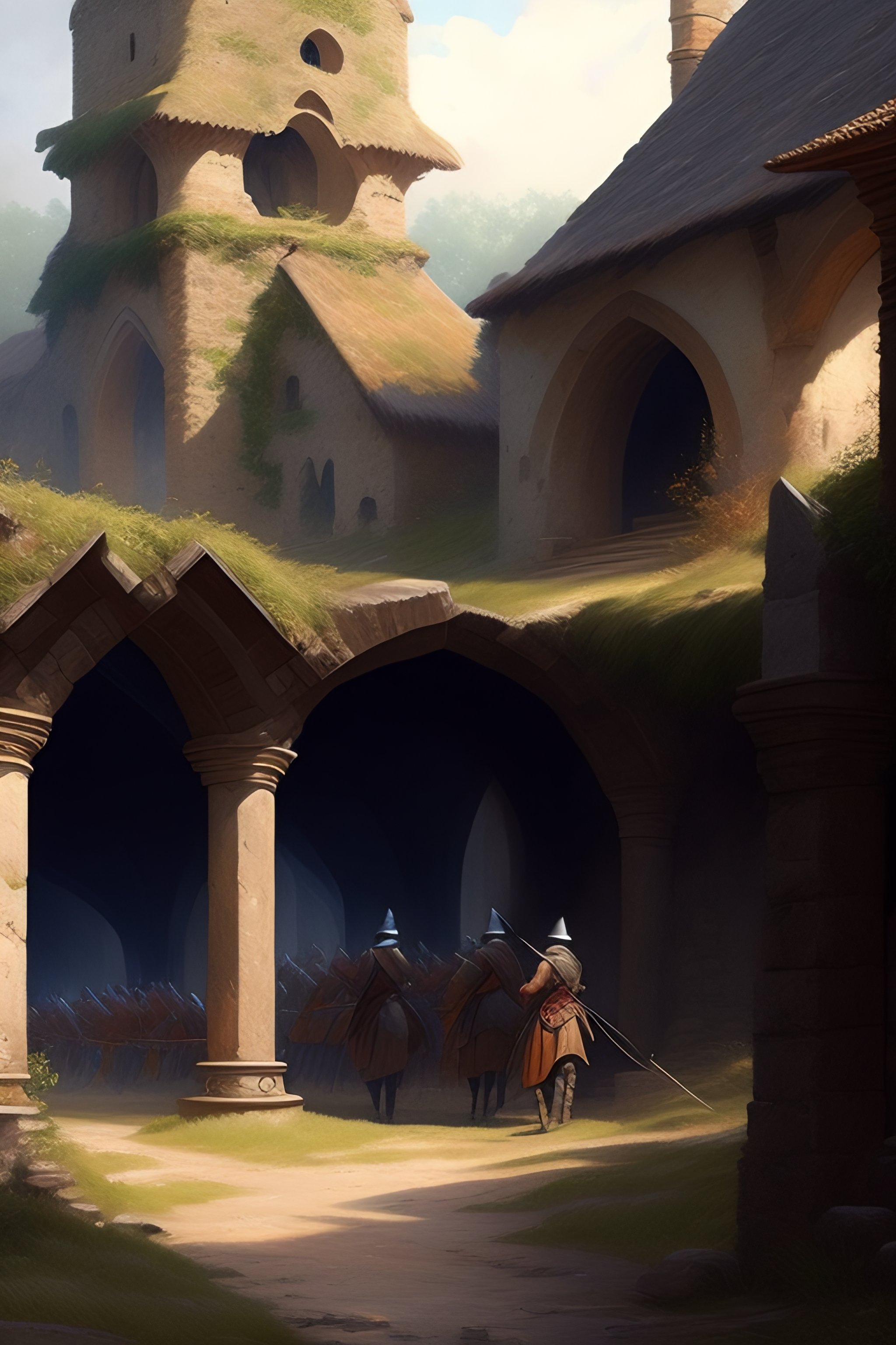 Lexica - Ultra realistic illustration, Medieval barracks in ruins ...