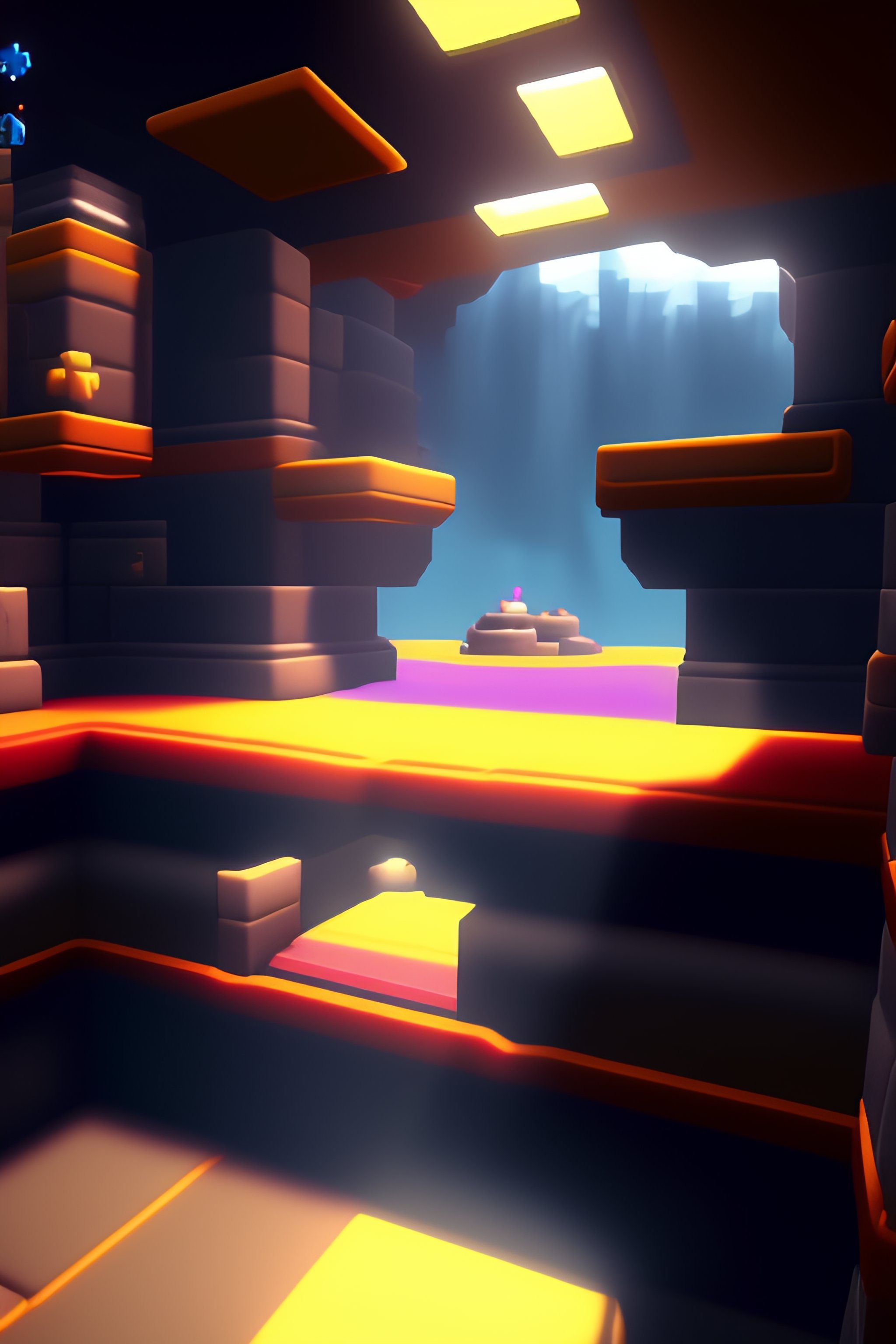 Lexica 3d platformer , top down camera, nintendo style, game level