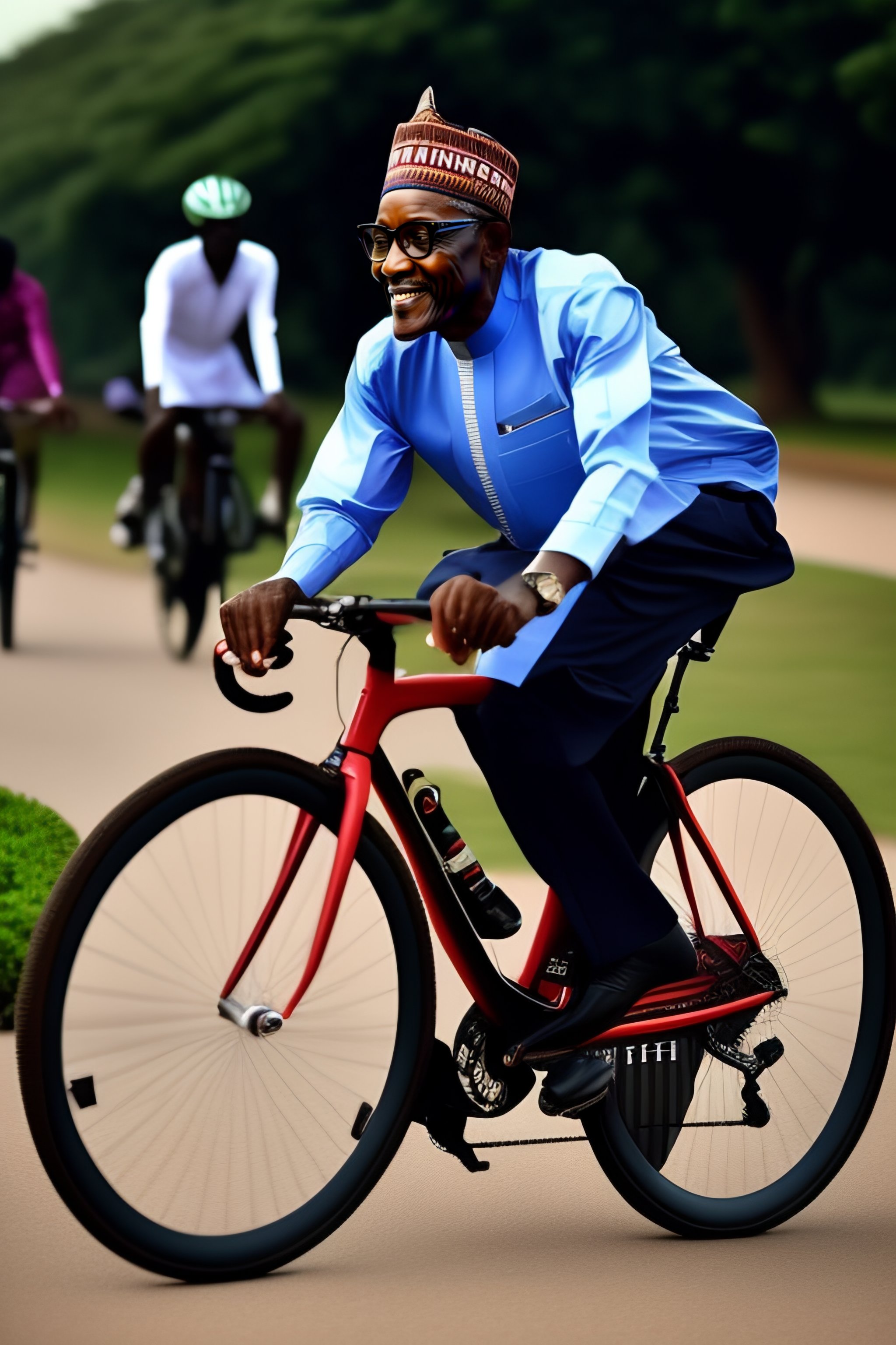 Lexica - President Buhari riding a bike