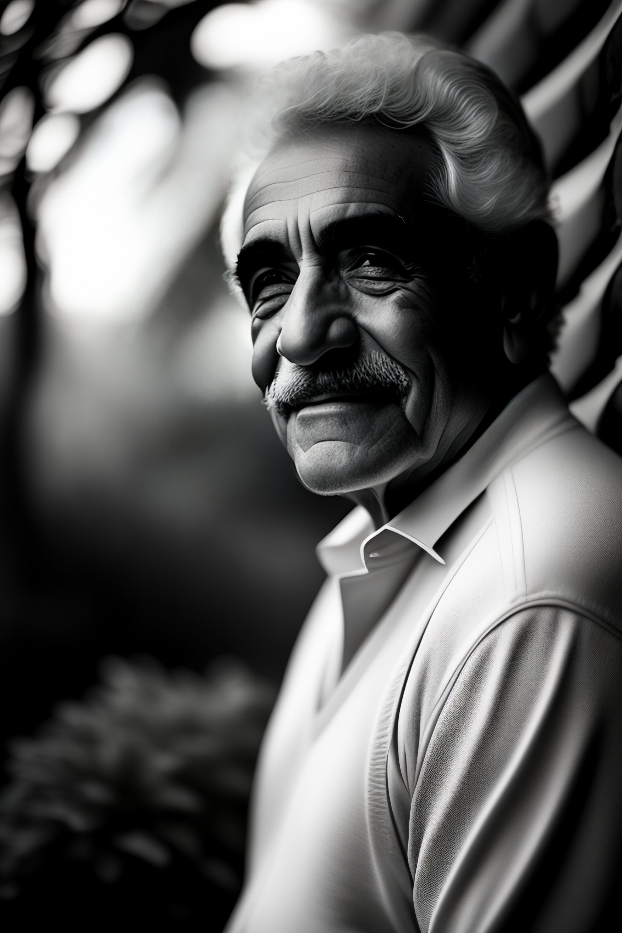Lexica - Photography portrait of Gabriel Garcia Marquez in a garden ...