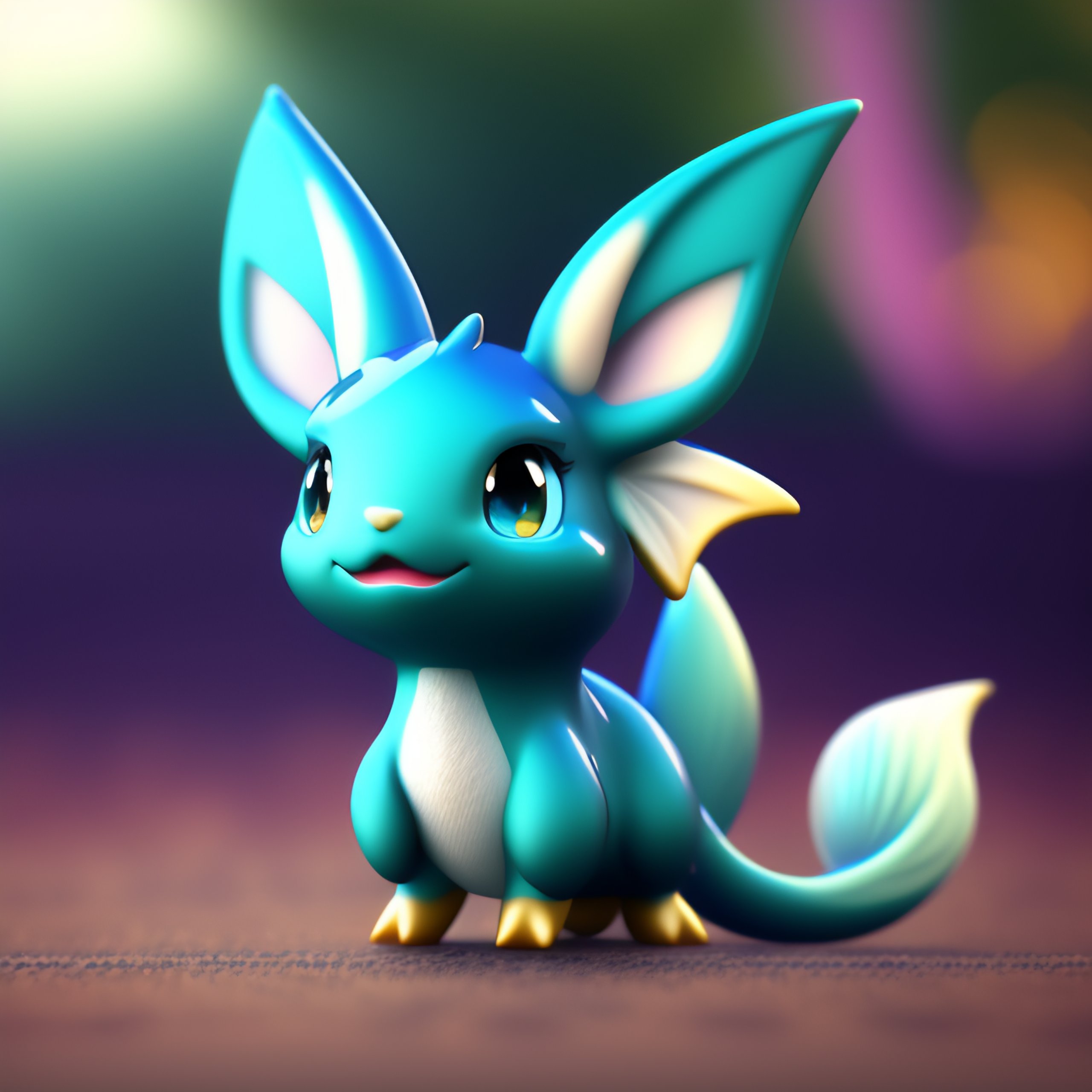 Lexica - Cute 3d render simple cartoon of toy art vaporeon pokemon