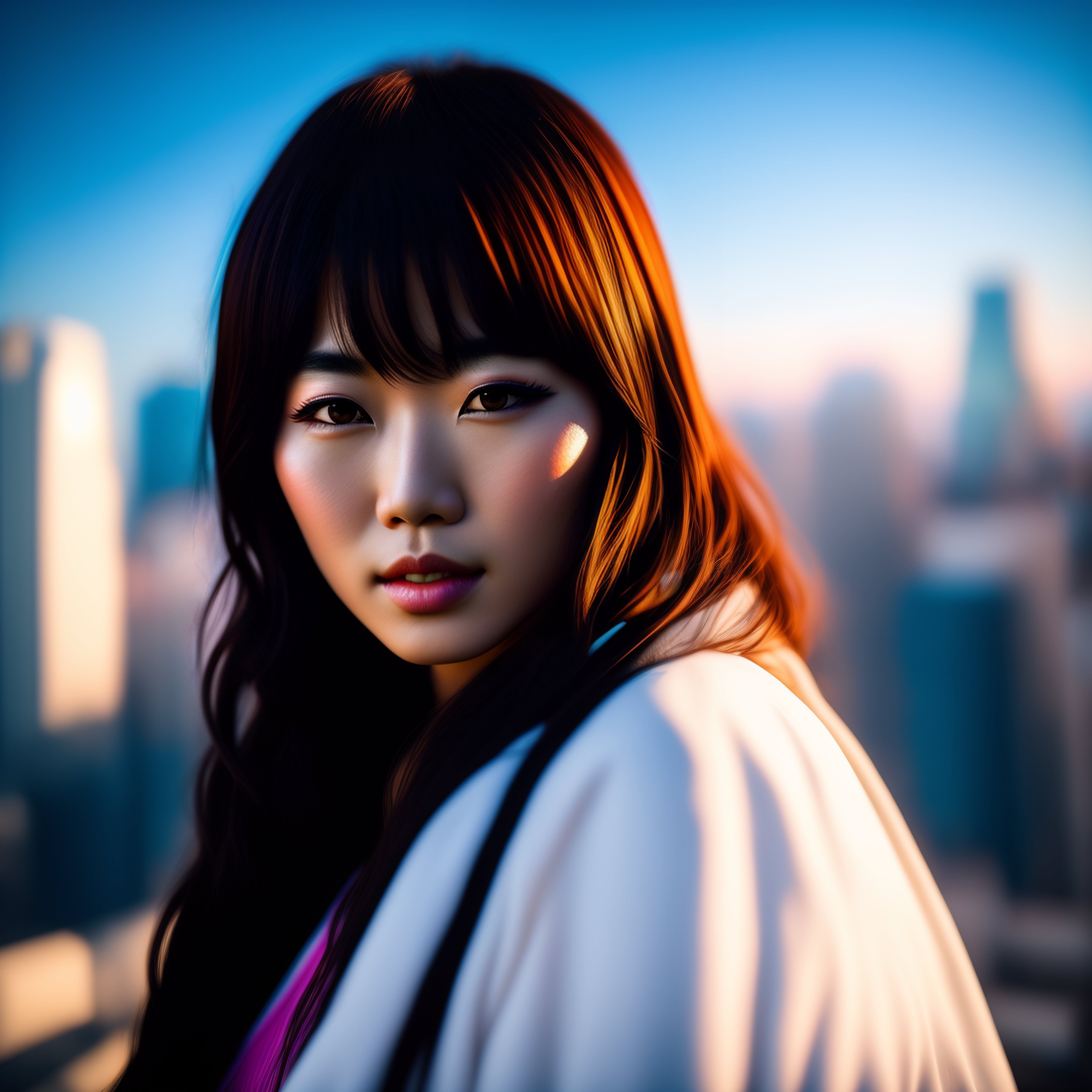 Lexica - A filmlike Photograph of a Japanese idol girl posing on a ...