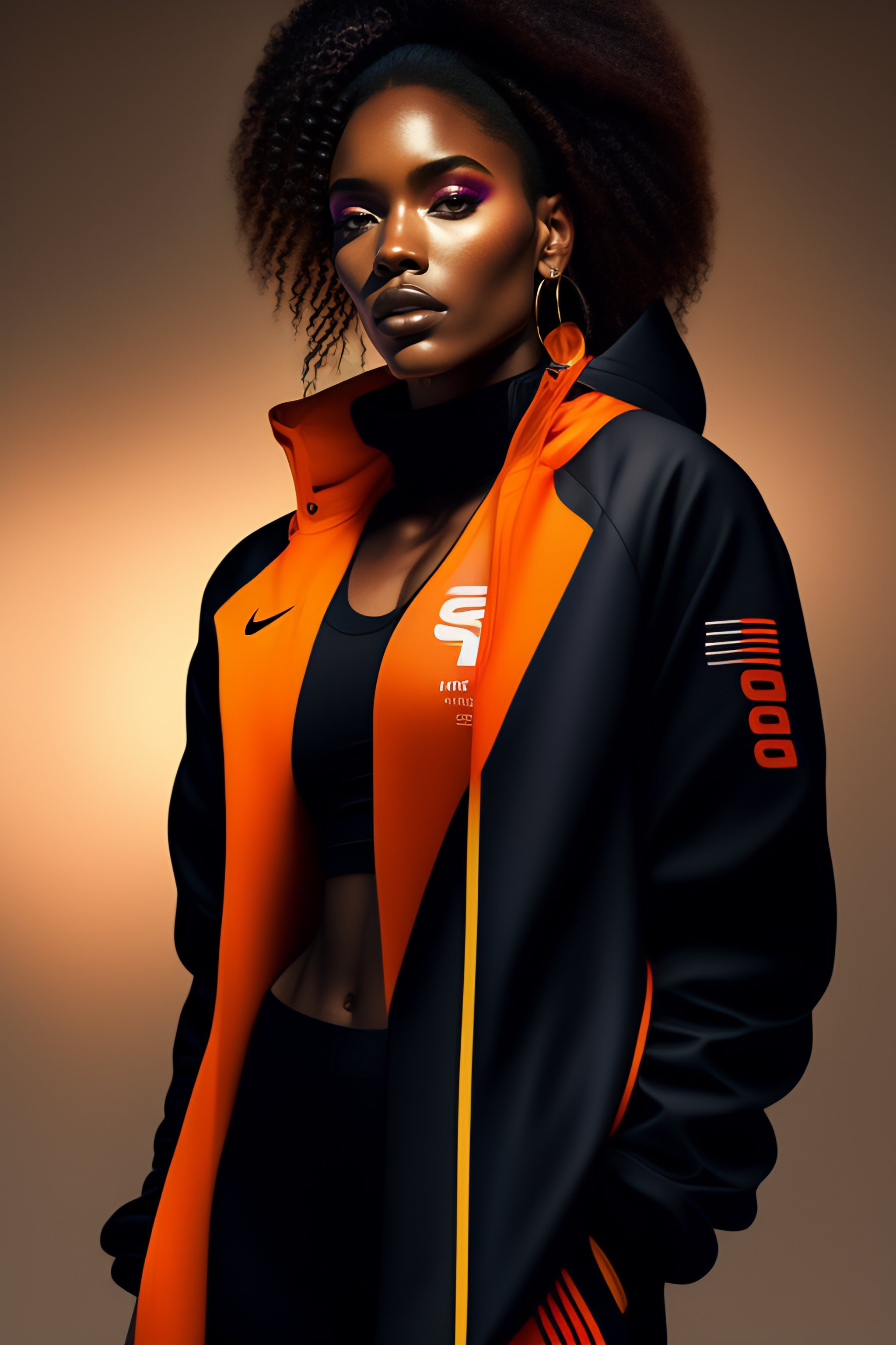 Lexica Full Body Shot Beautiful Black Woman Wearing Nike Therma Fit Jacket Photorealism 9155