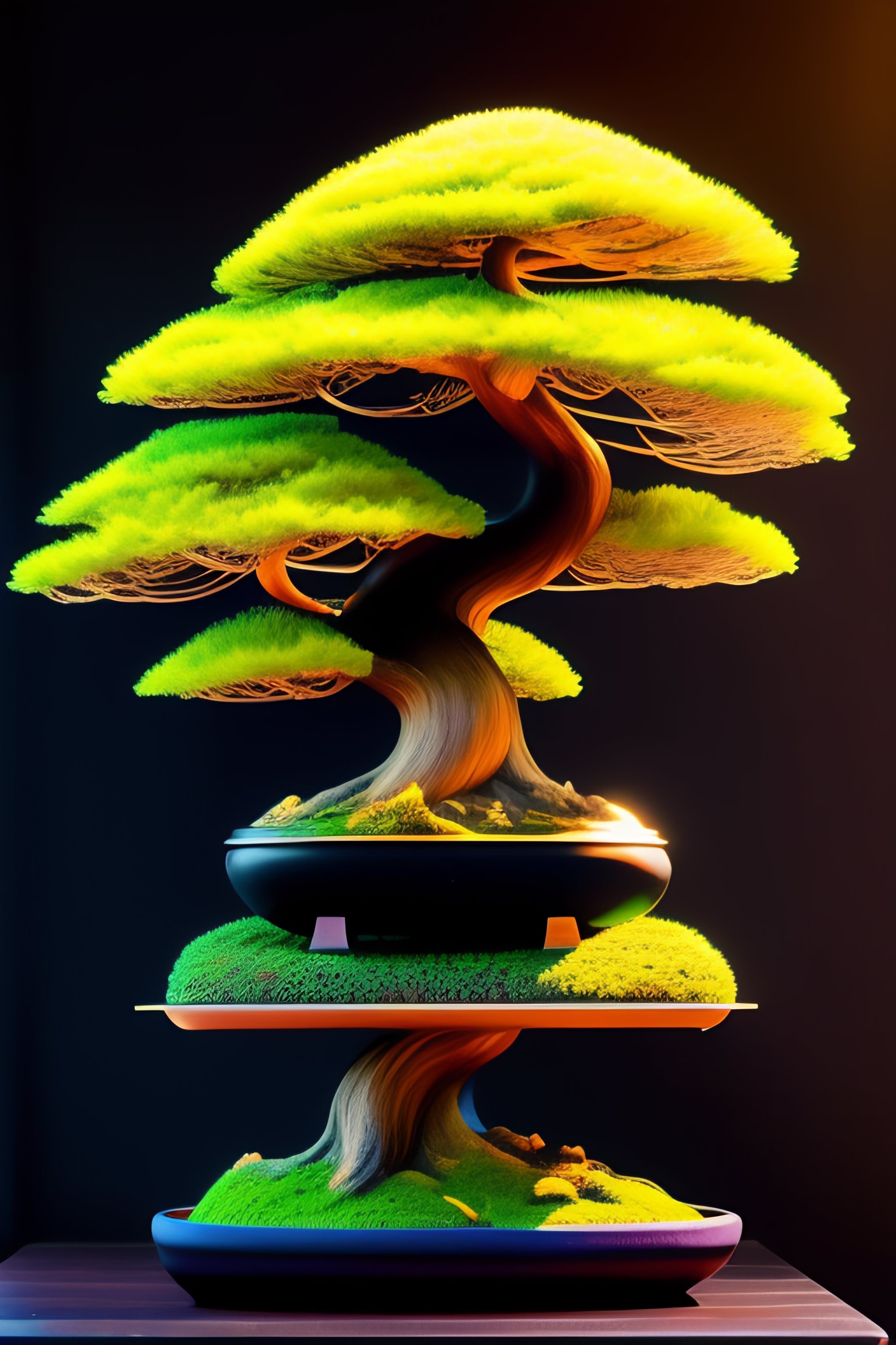 Lexica - Futuristic science fiction bonsai tree, colorful, detailed ...