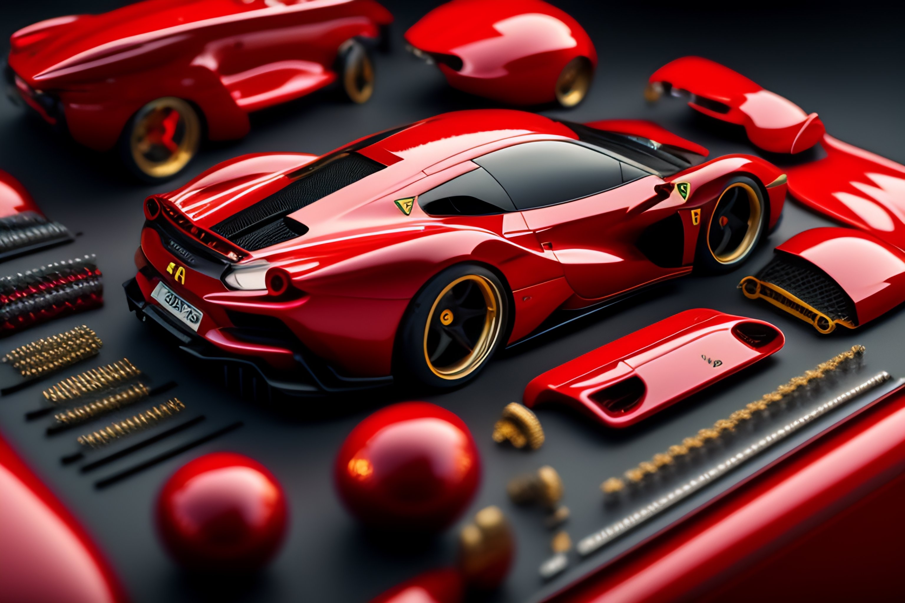 Lexica - Ferrari supercar mechanical parts, Knolling, Knolling layout