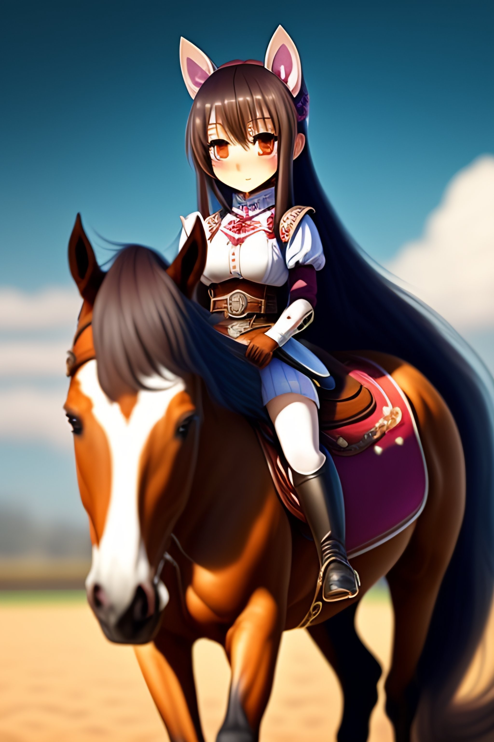 Lexica - Chibi Anime girle on horse