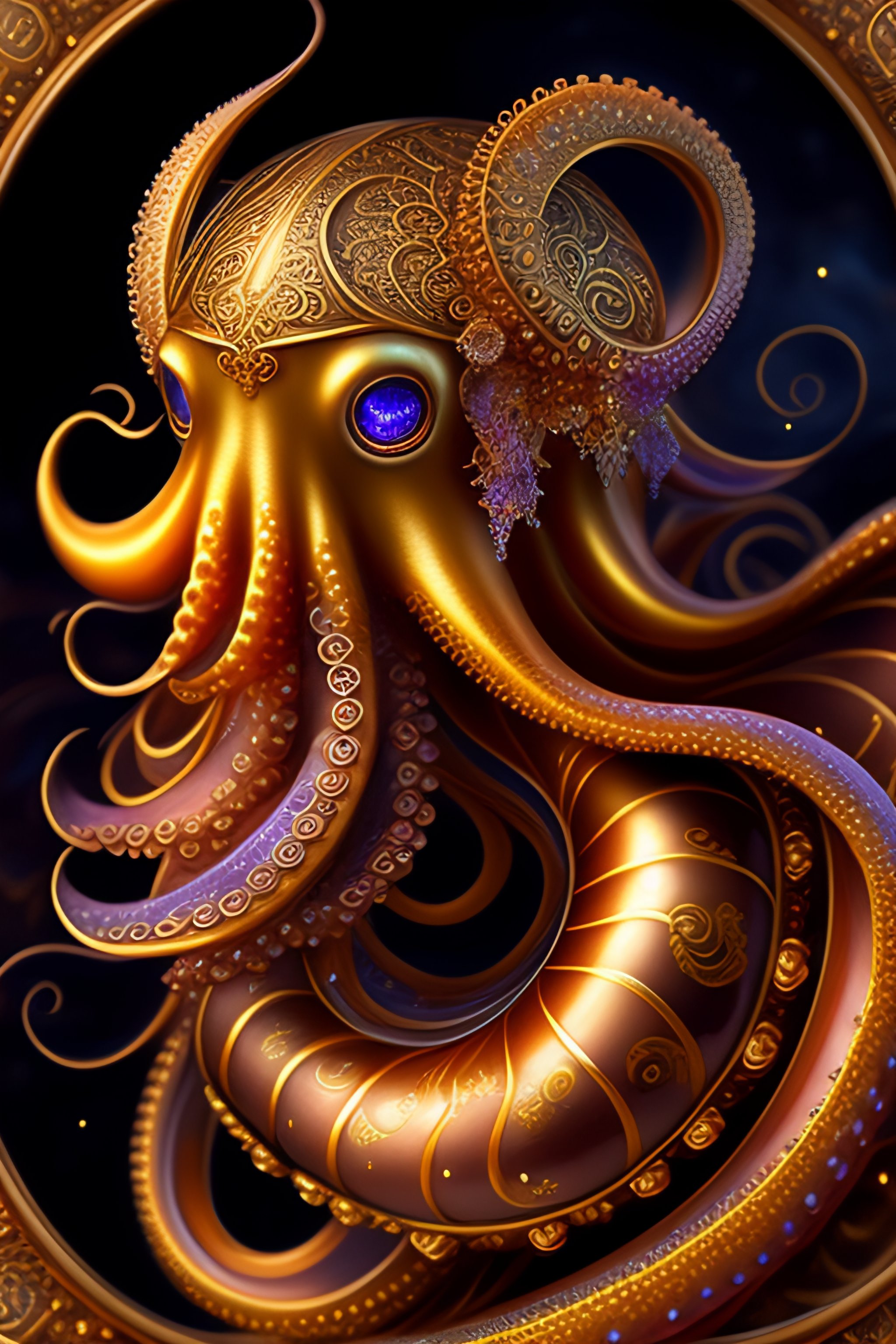 Lexica - Majestic steampunk octopus , extreme centered portrait, no ...