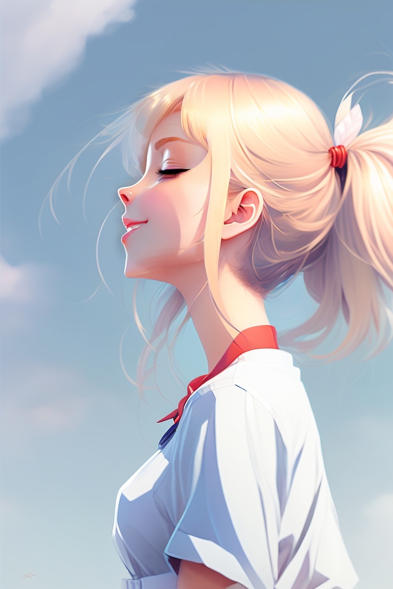 a very beautiful anime girl, mouth open, side profile