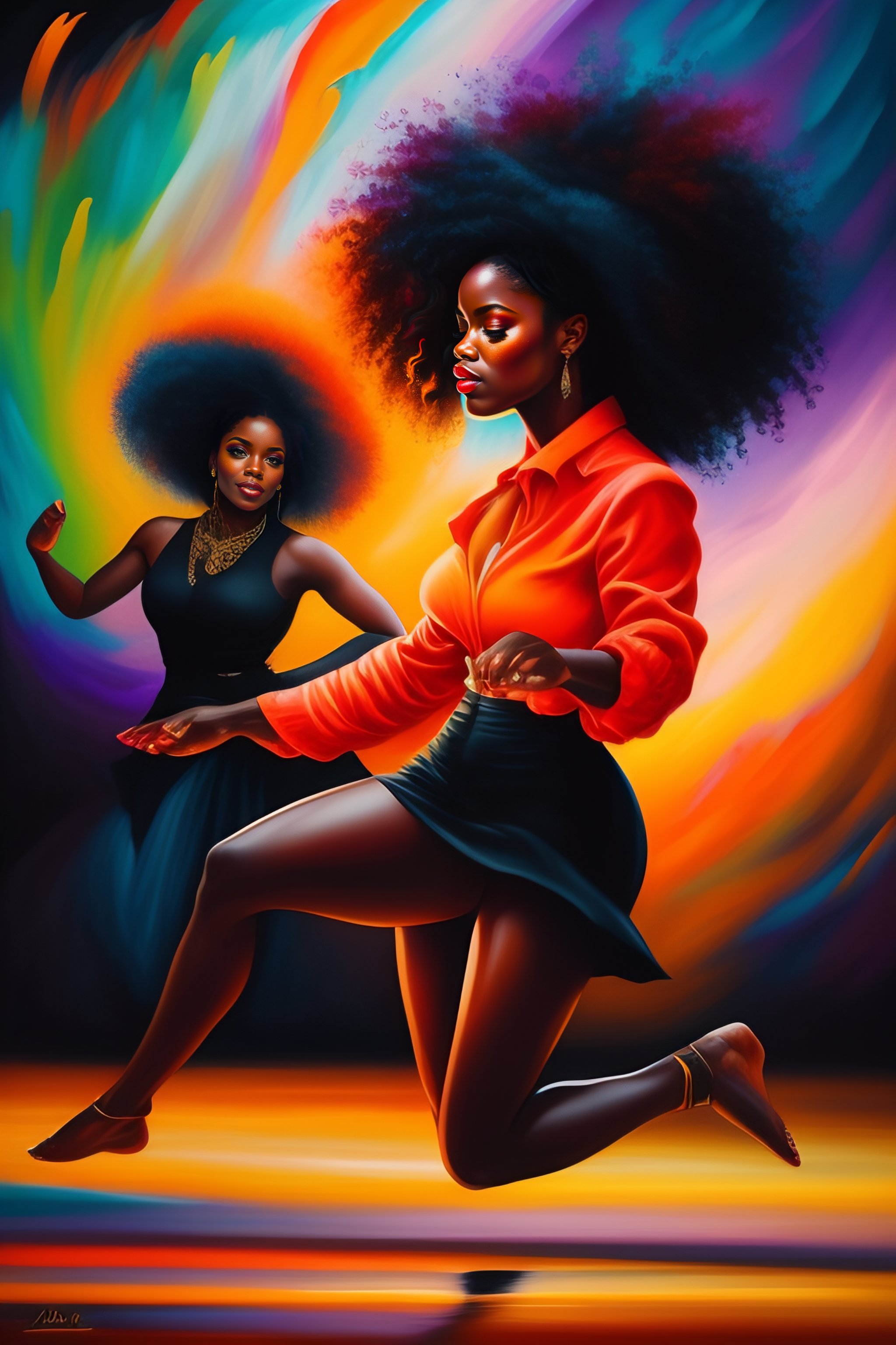 Lexica Black people dancing and having a good time painting art