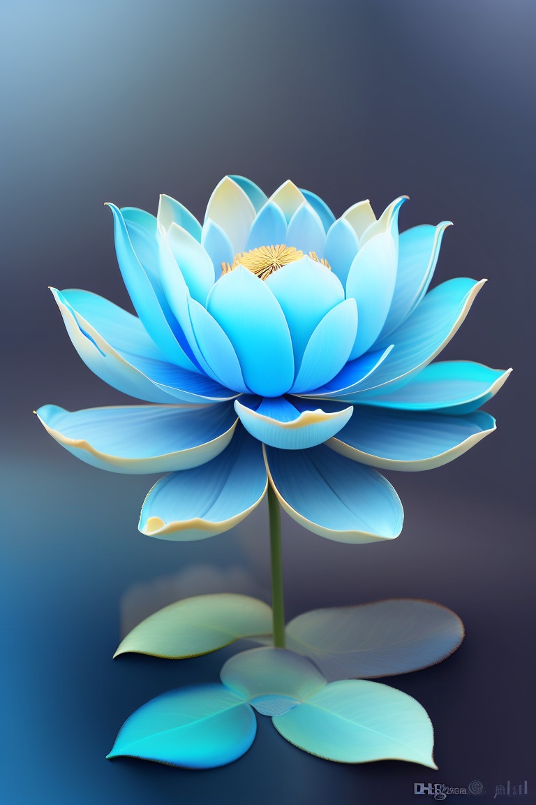 Lexica - Neurographic lines in blue and cyan shades, watercolor lotus ...