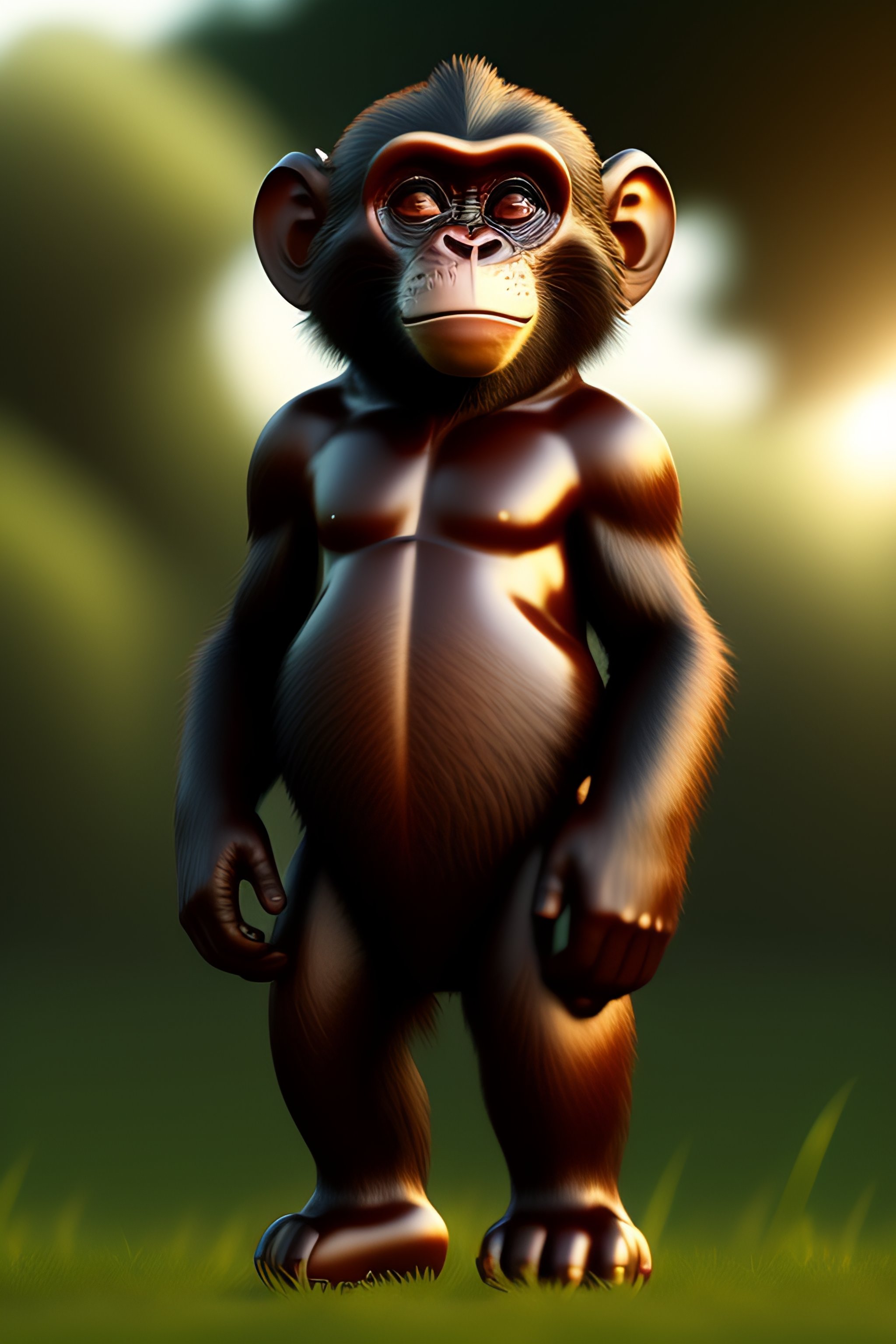 Lexica - A Friendly monkey Completely Made of Chocolate Standing in a ...