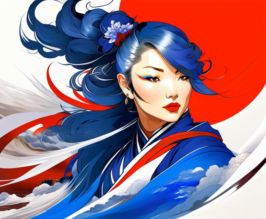 Lexica - Masterpiece, best quality, beautiful ninja girl, ink painting ...