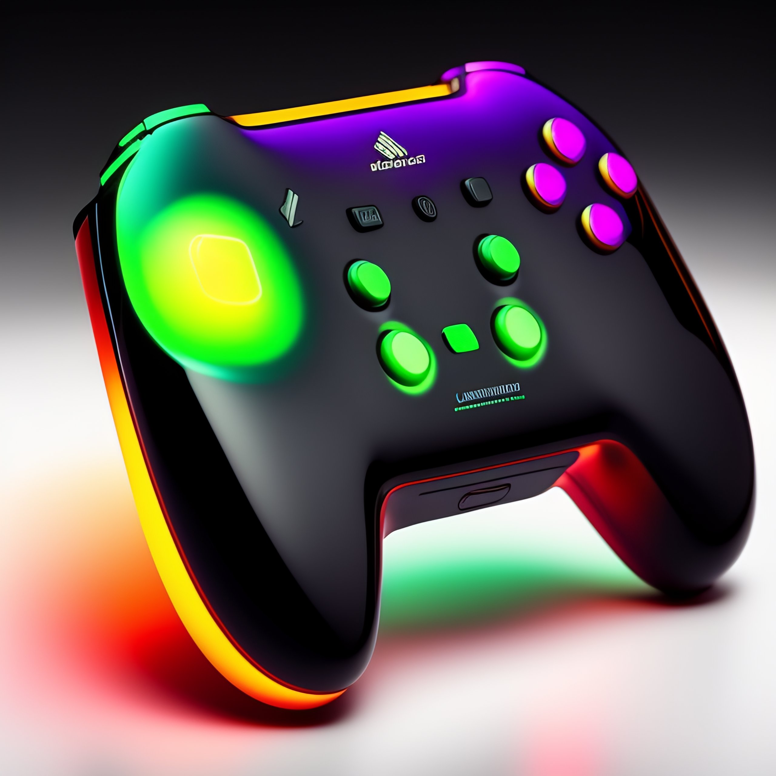 Lexica - Create a logo for a futuristic, neon-colored gaming controller ...