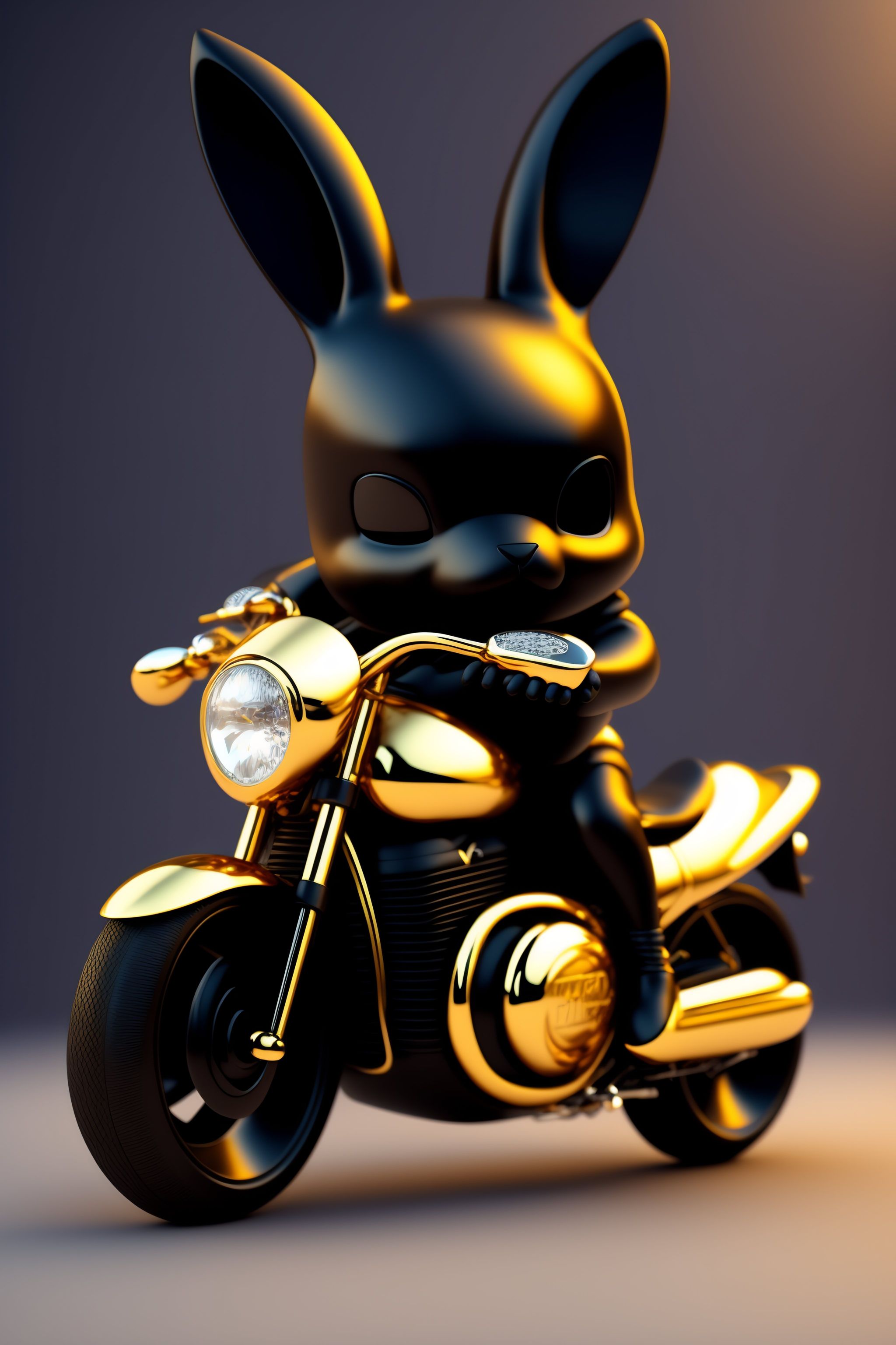 Lexica - Cartoon Black Humanoid Rabbit with large white eyes leather ...