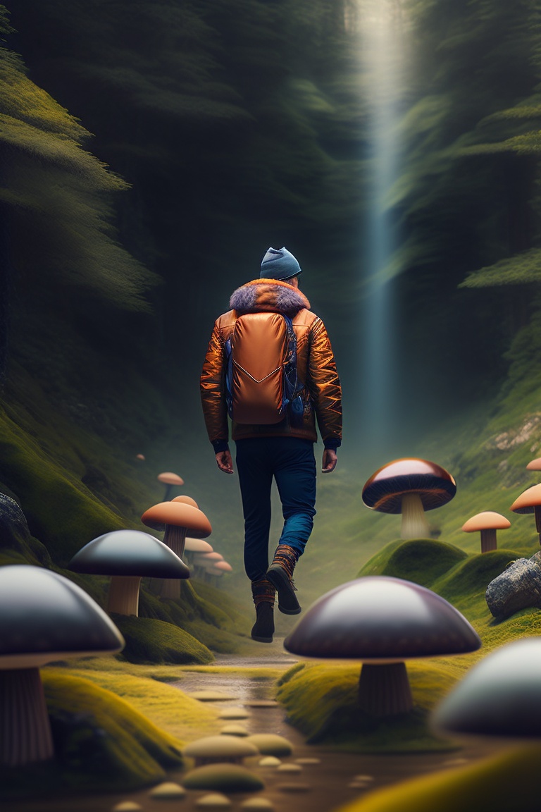 Lexica - Inidna man tripping on mushrooms,Mushroom Forest in Interstellar