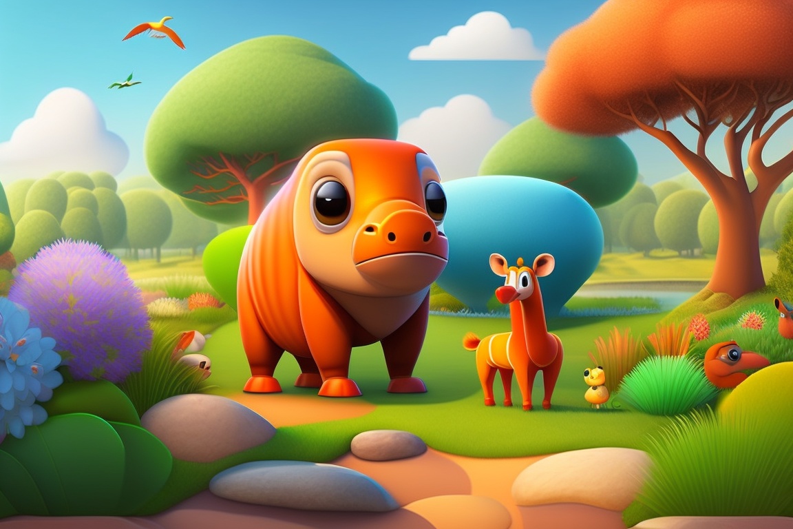 Lexica - A cartoon background zoo with animals clear picture,eye catching  colours,Pixar art style 3d,with zoo animals