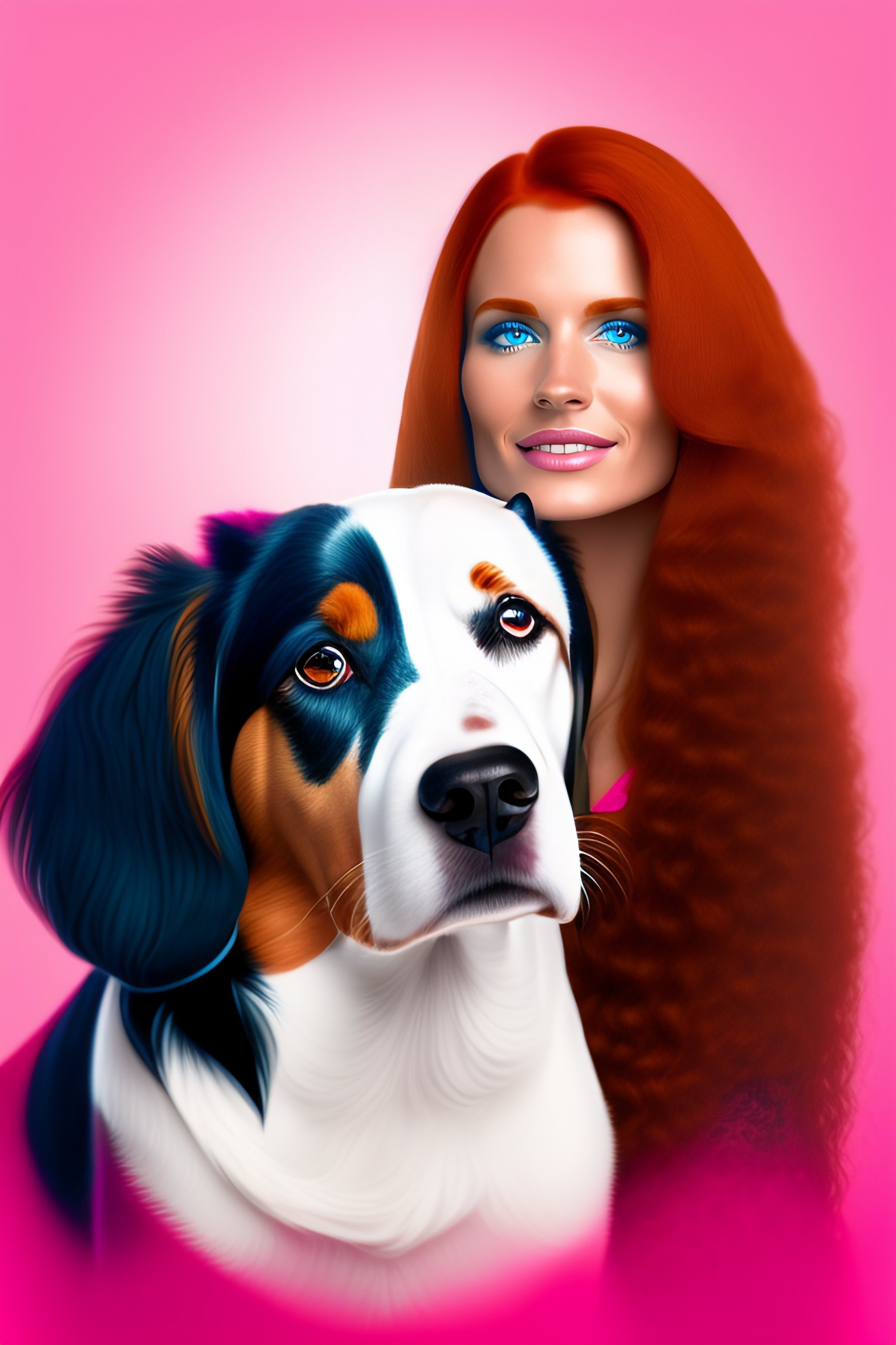Lexica Logo Of A Cute Blue Eyed Long Haired Redhead Woman Next To A