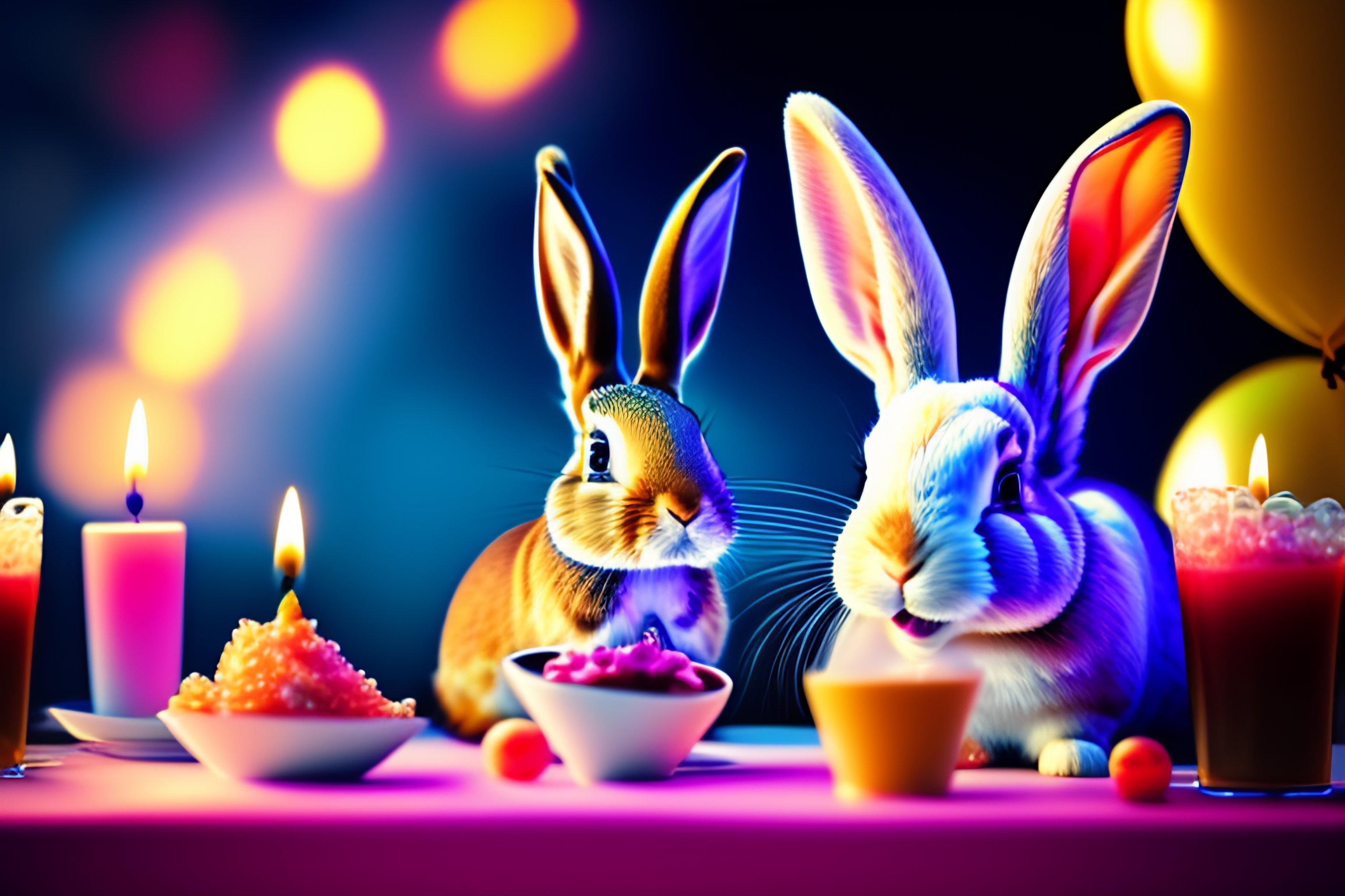 Lexica - Birthday party rabbit, retrowave stage
