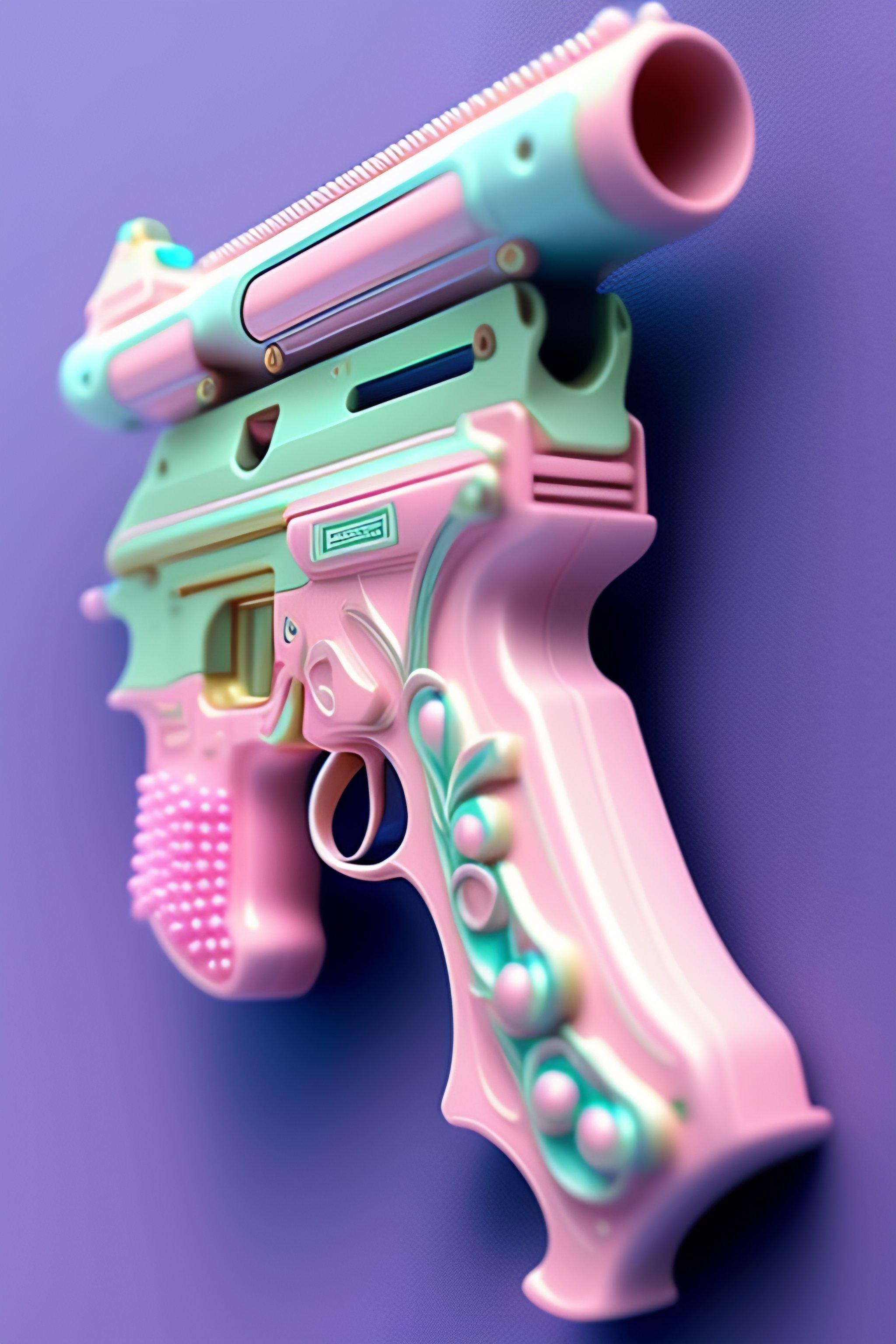 Lexica - Cute pastel rifle design with frills and beads