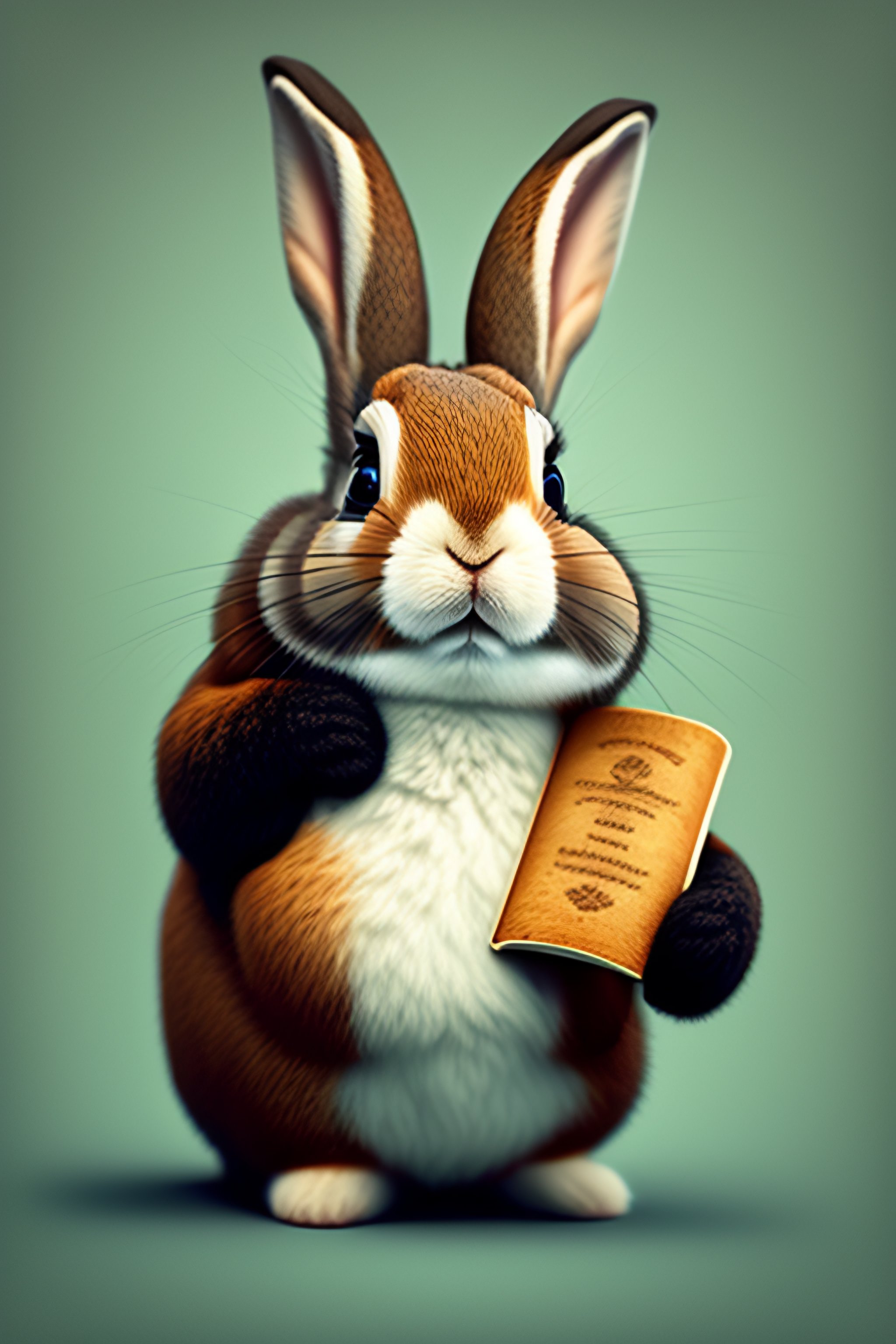 Lexica - A cute little rabbit holding a couplet in his hand
