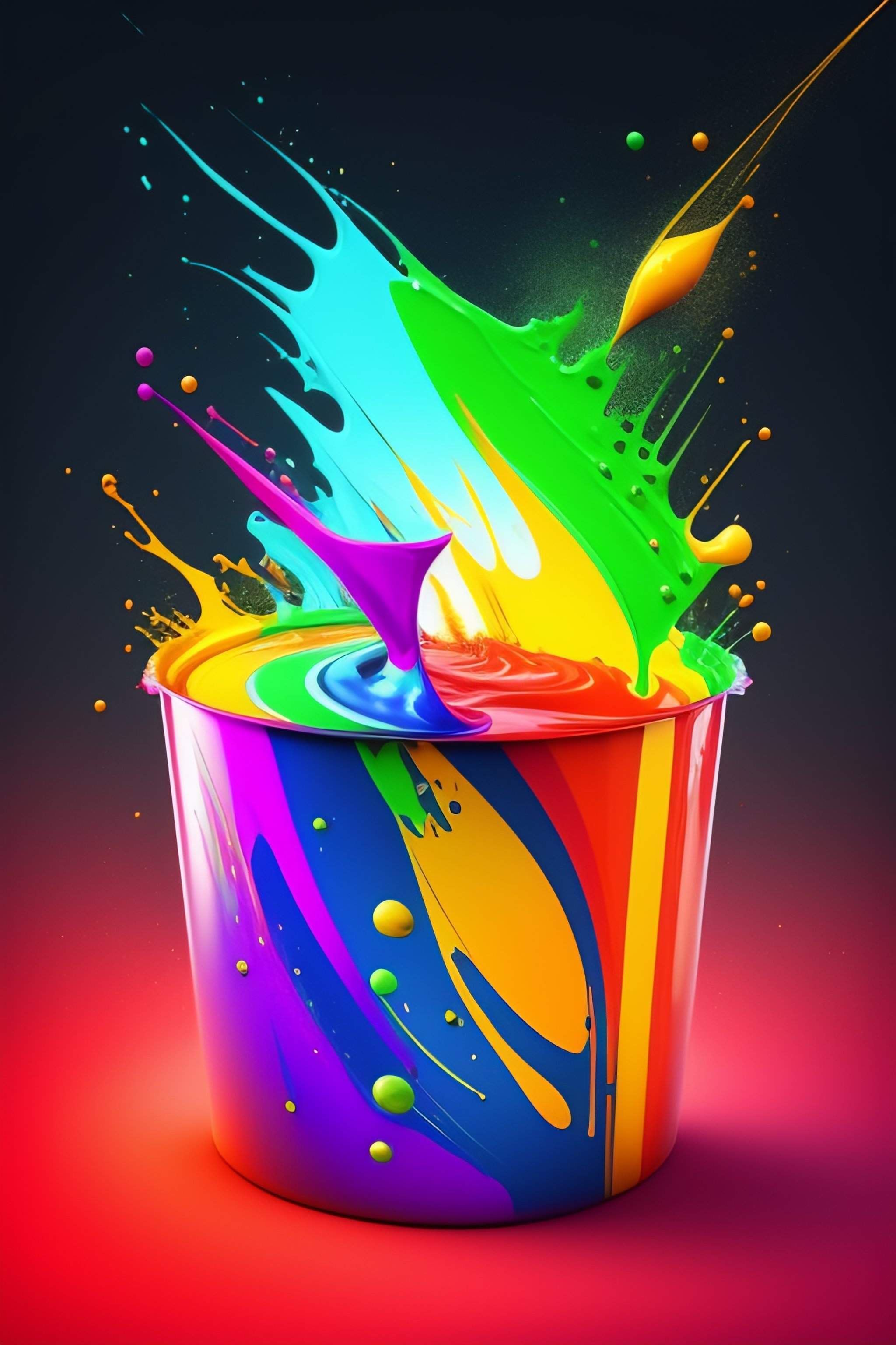 Lexica Paint bucket pouring paint on top of earth vector logo