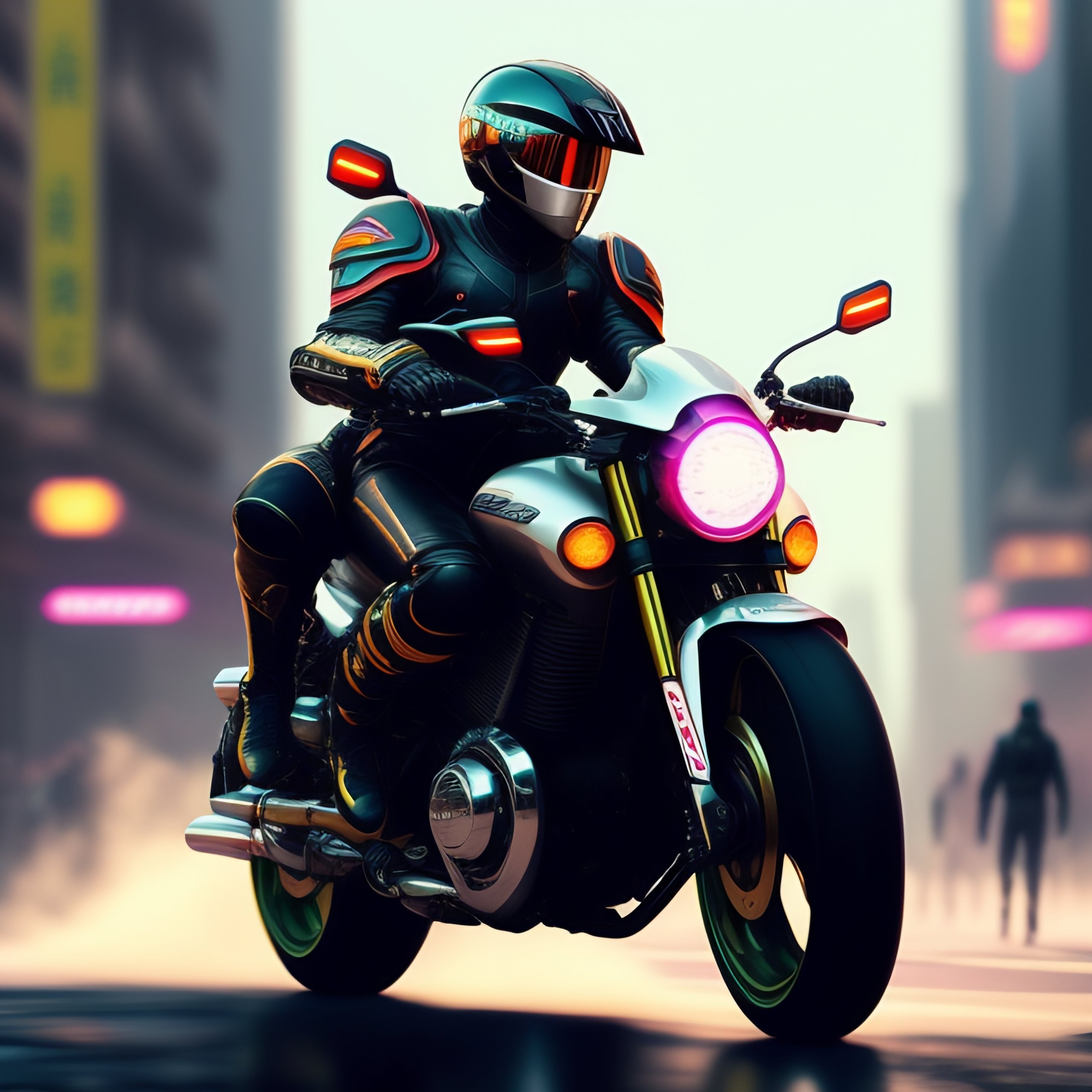 Lexica - A Kamen Rider wearing a full-body tech mech rides a motorcycle ...