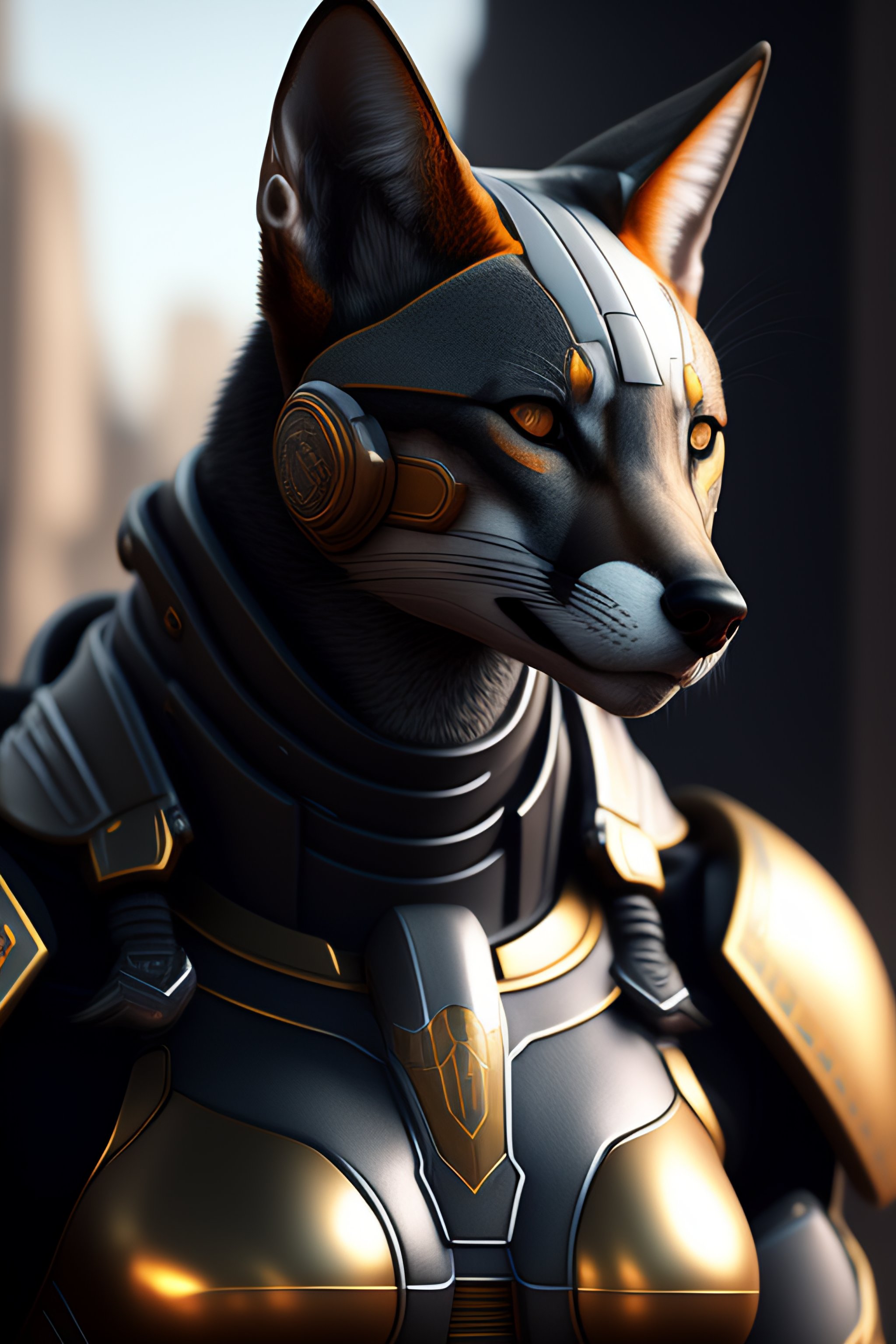Lexica - 280 / 5 000 Portrait painting of a cybernetic gray fox with ...