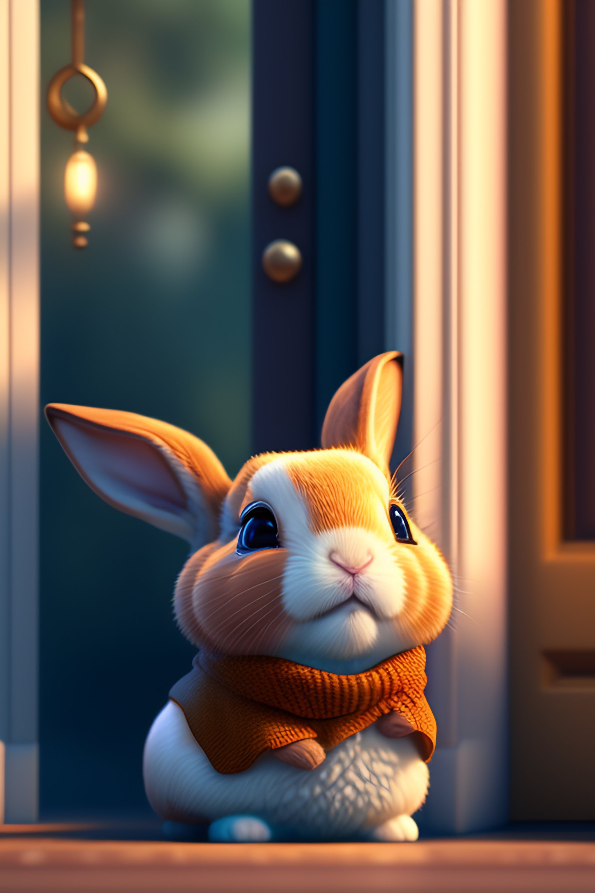 Lexica - Cute small rabbit waving at me and smiling greeting me in ...